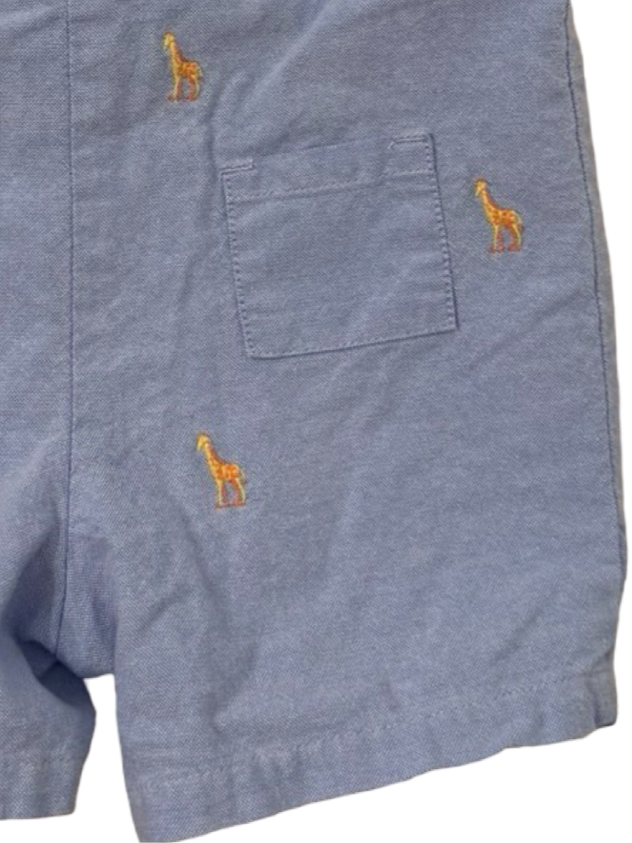 3-6M Baby Boy Janie & Jack Chambray Giraffe Bubble Romper