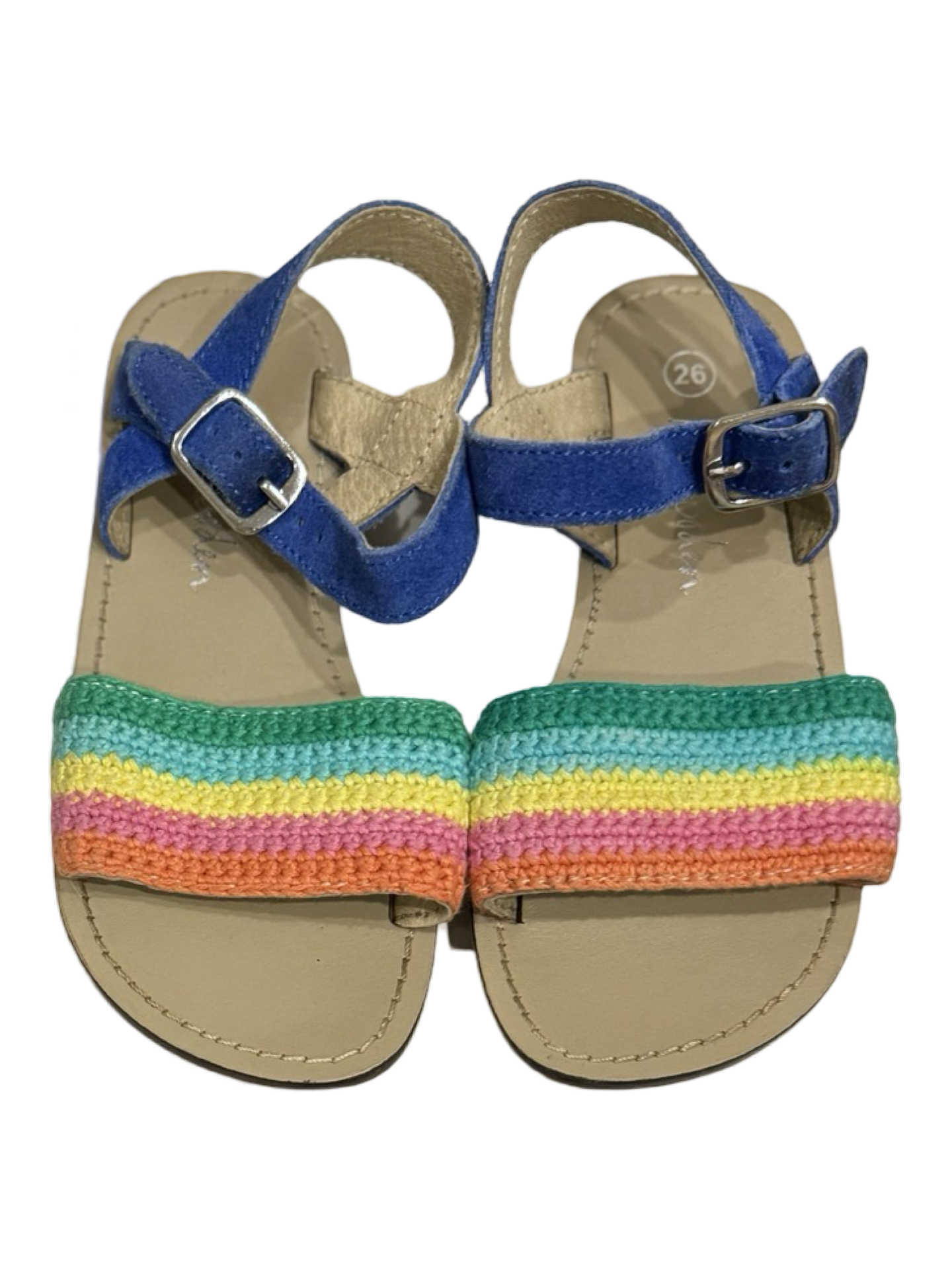 Mini Boden Rainbow Crochet Knit Toddler Sandals Size 26 / US 9