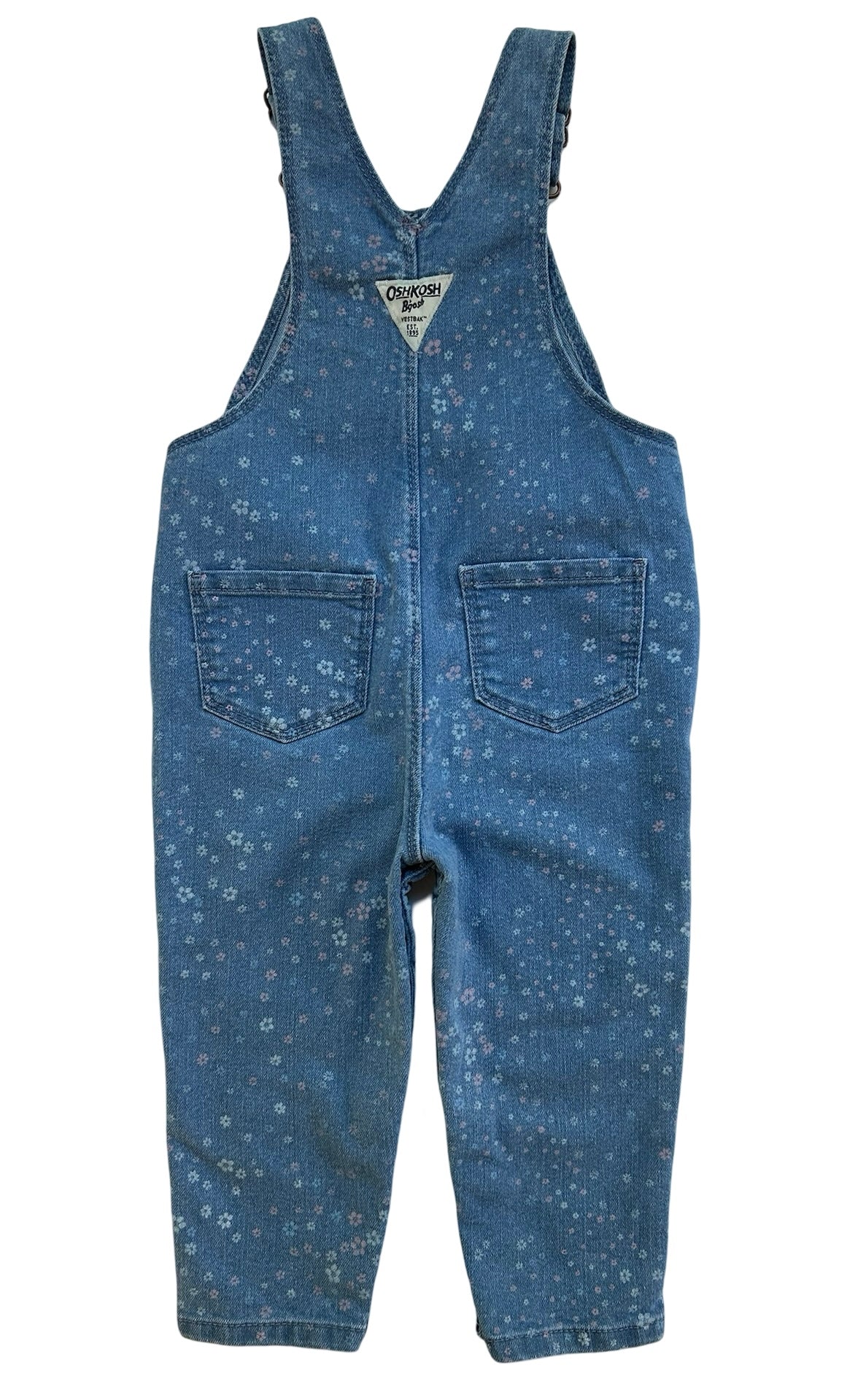 24M Oshkosh B’gosh Overall Demin With Flowers, Jean’s Toddler Girls, One Piece.