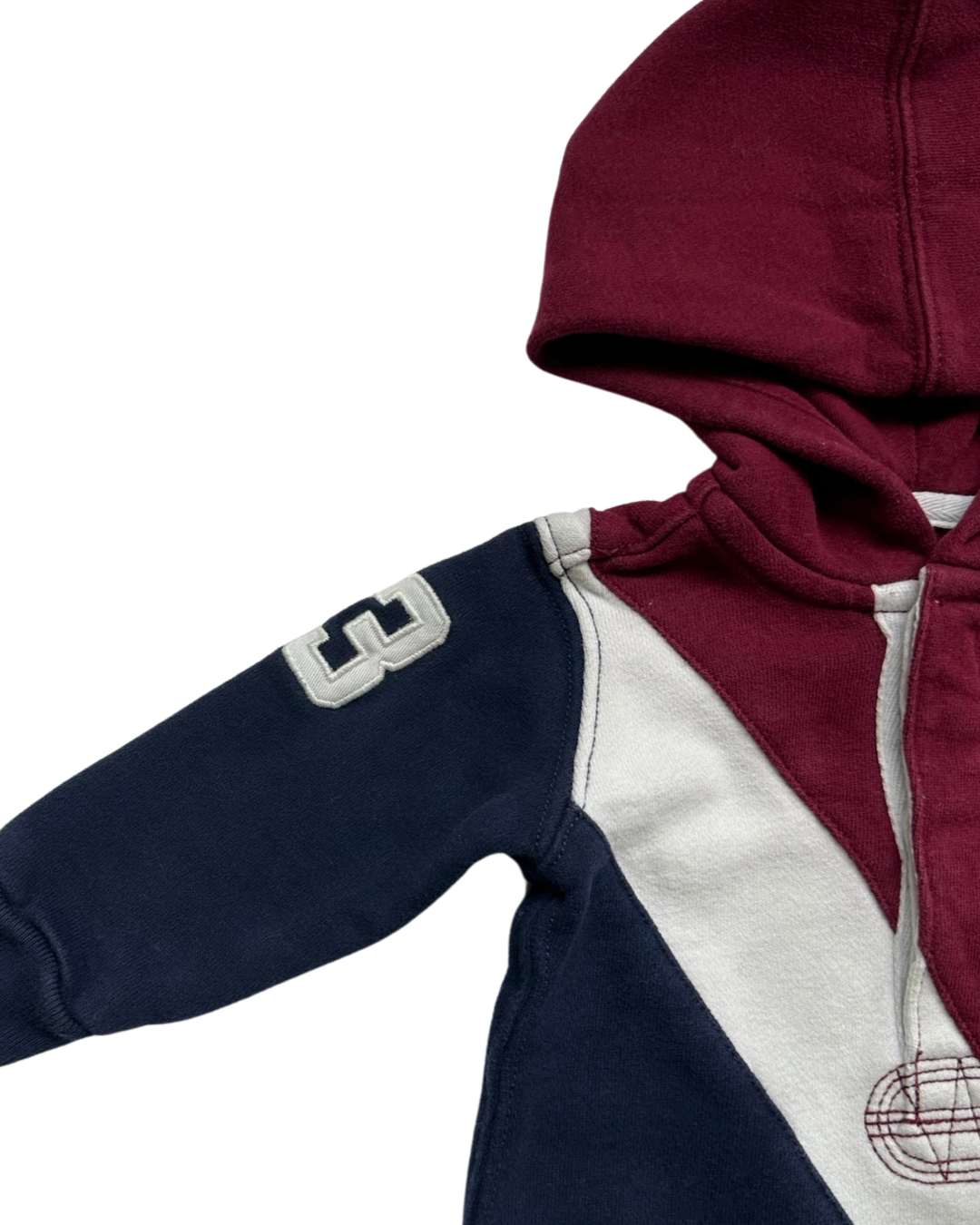 3M Baby Boy Ralph Lauren Polo Navy / Maroon and White Hooded Romper