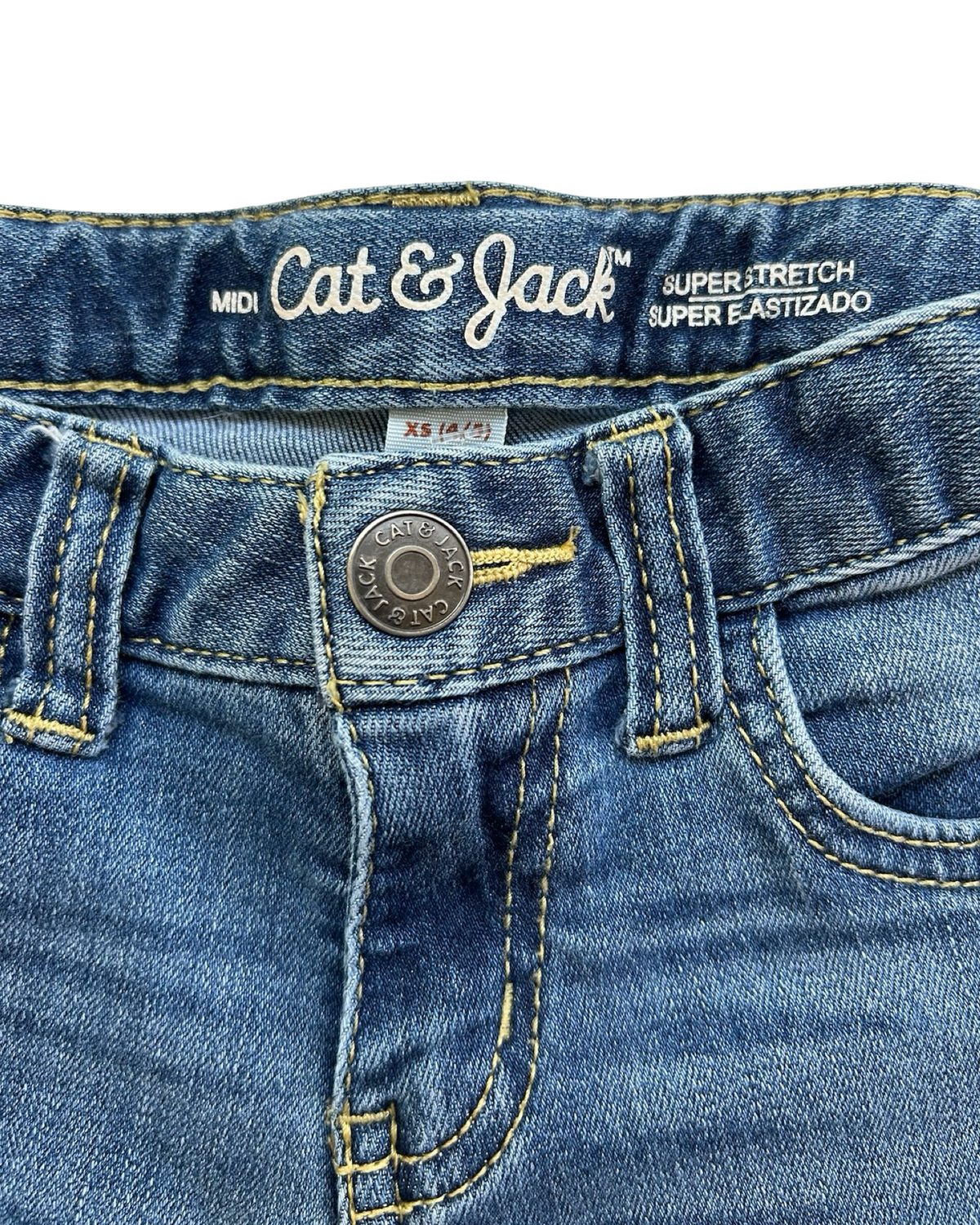 XS 4T -5T Toddler Girls Cat & Jack Denim Jean Shorts With adjustable Waist
