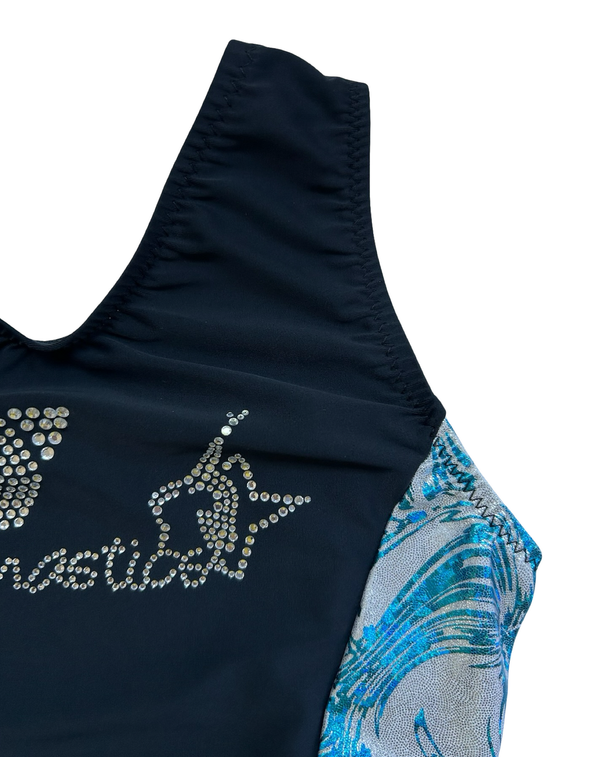 Large 6T-7T Toddler Girl’s Go For The Gold Gymnastics Leotard With Jewels.