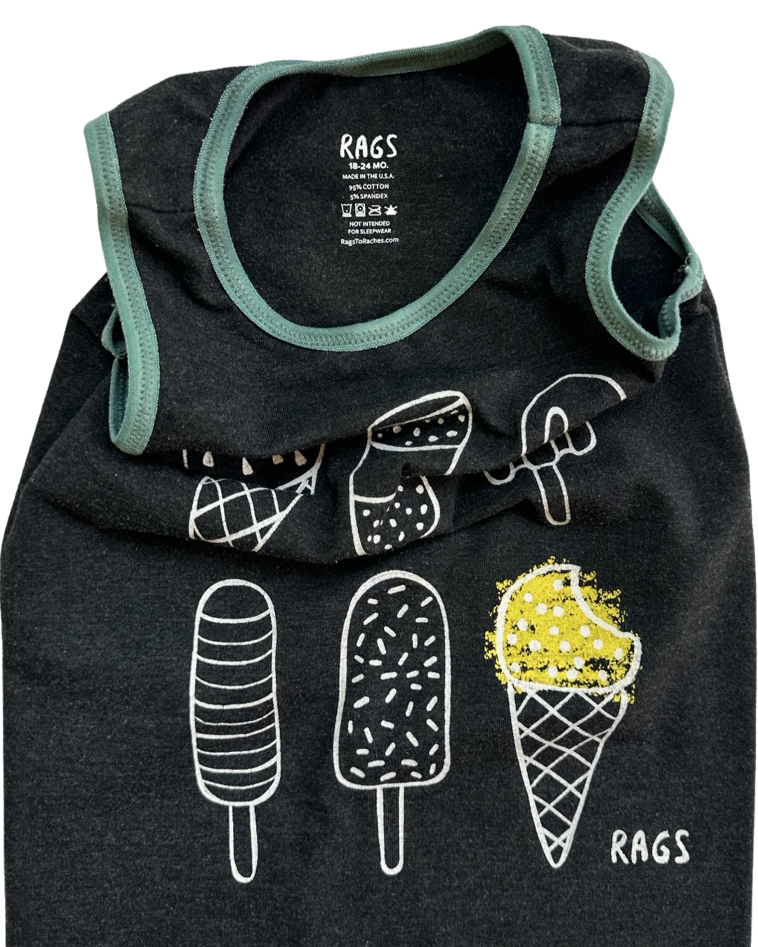 18-24M Baby Boy RAGS to Raches Dark Gray Ice Cream / Popsicle Tank Shortie Romper