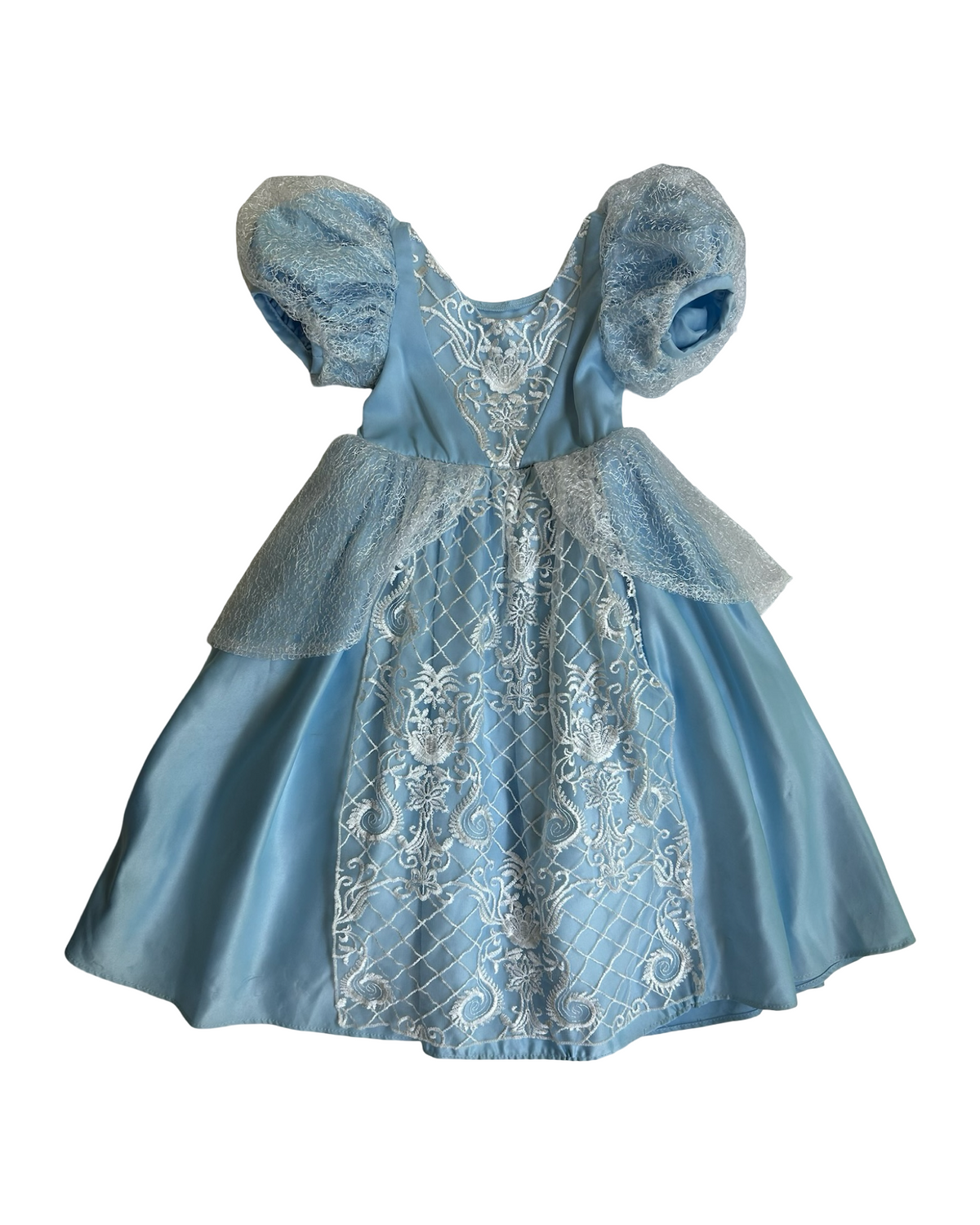 2T-3T (110-cm) Toddler Girl Disney Cinderella Gown Halloween With Laces Dress.
