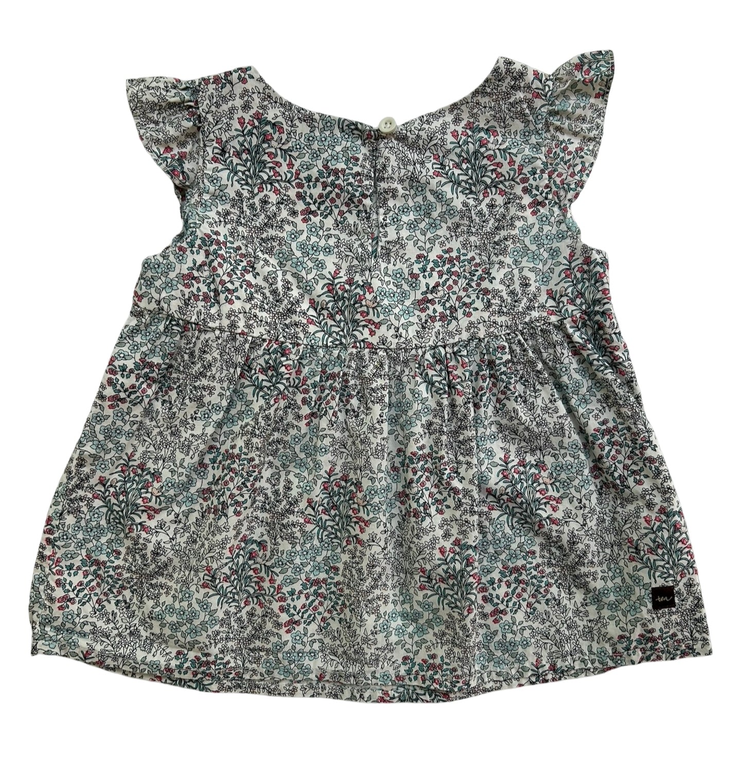 12M-18M Baby Girls Tea Collection Blouse Top Floral Short Sleeve.