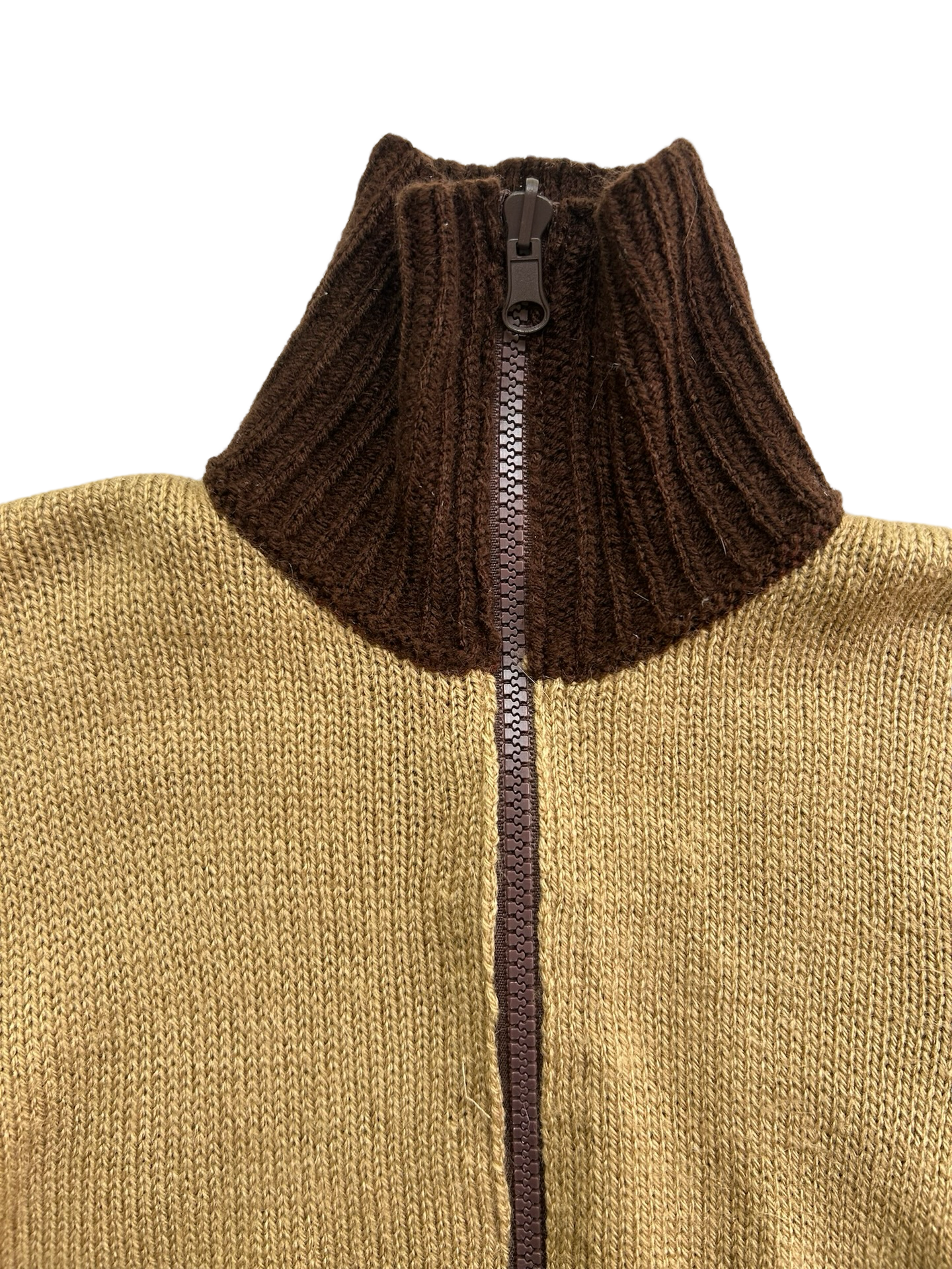 2T / 3T Toddler Boys Vintage Zippered Cardigan Sweater Brown with Puppy Dog Trim on Pockets