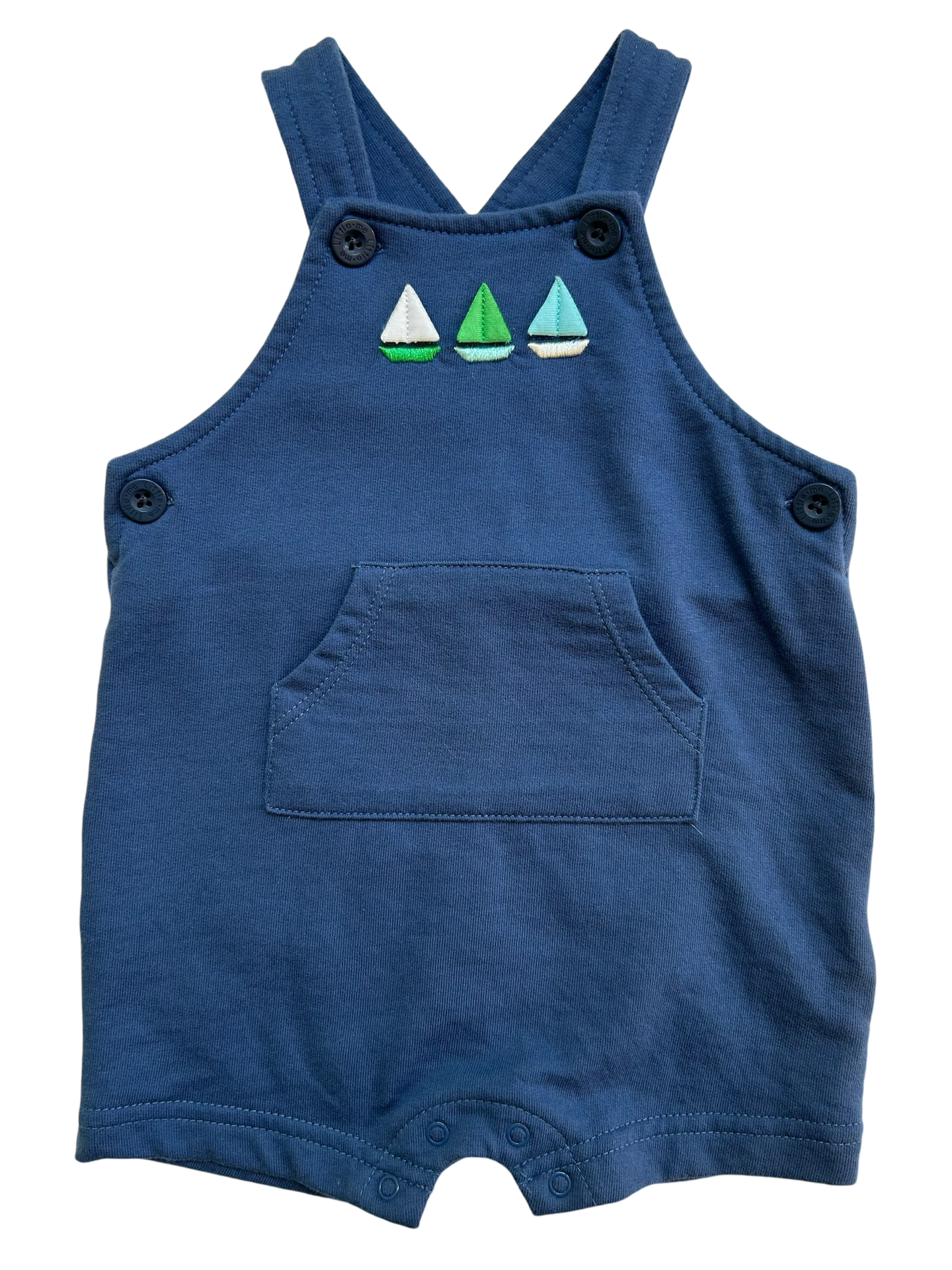 6M Baby Boys Overall Blue Design Of Sailboats Romper
