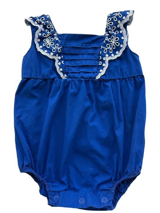 6M-9M Baby Girl Gymboree Mommy And Me Short Flutter Eyelet Bubble Romper.