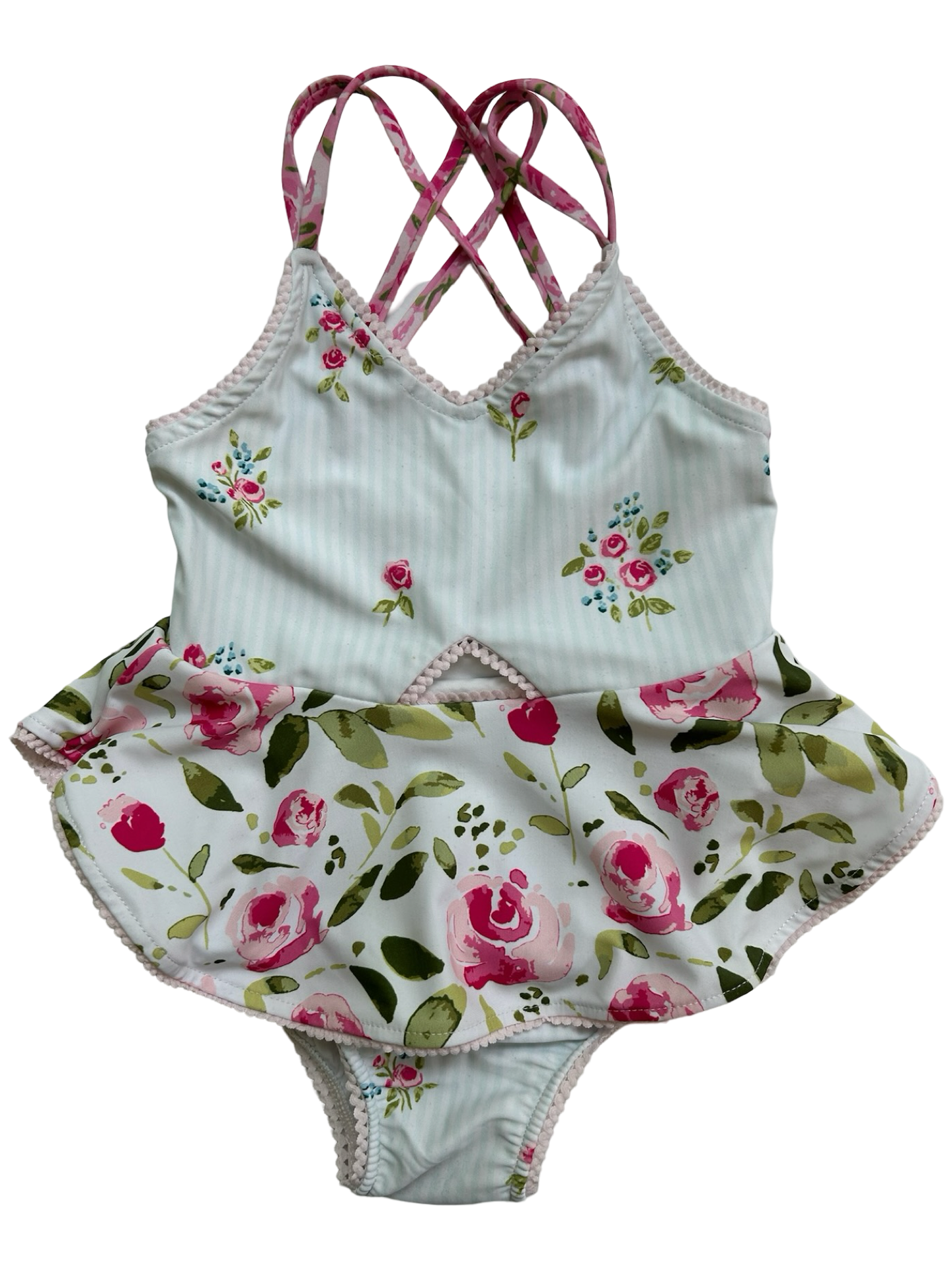 2T Toddler Girl Sweet Honey Floral Swim Suit One Piece.