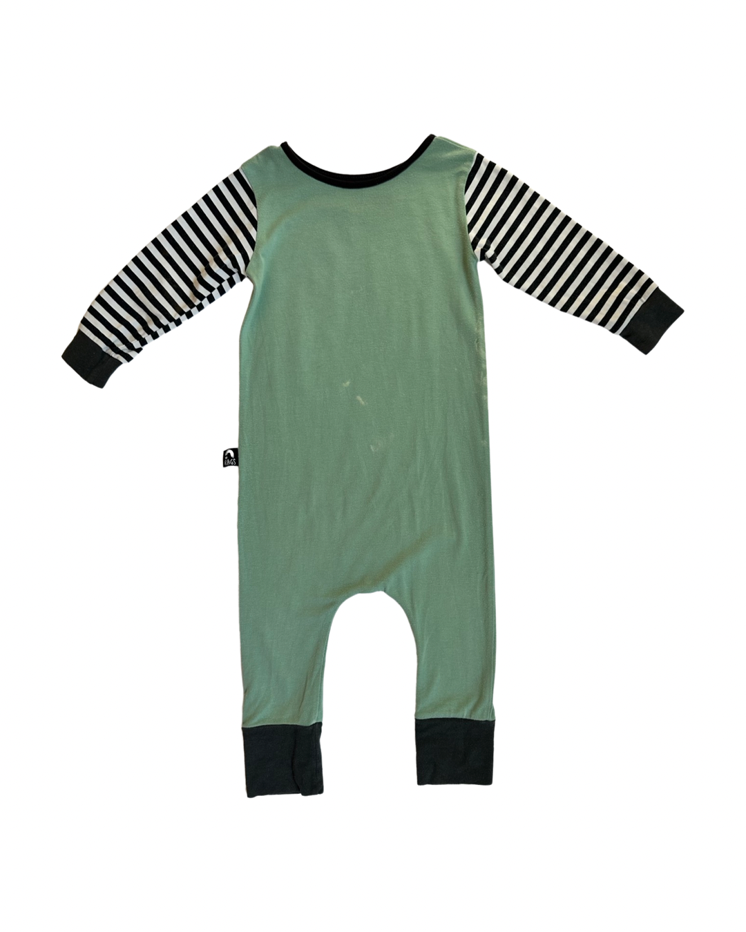 18-24M Baby Boy RAGS to Raches Rain Rain Rainbow Sage Green Long Sleeve Romper