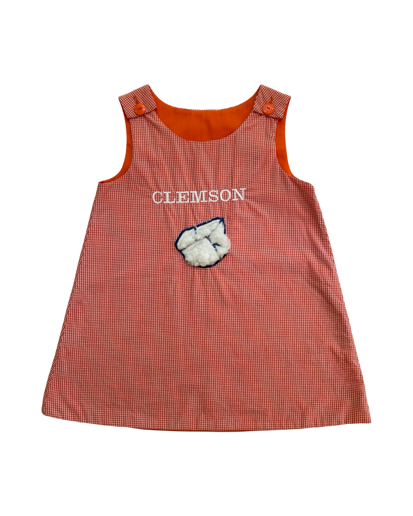 3T Toddler Girls Clemson Gingham Dress / Bubble Short 2 Piece Set.