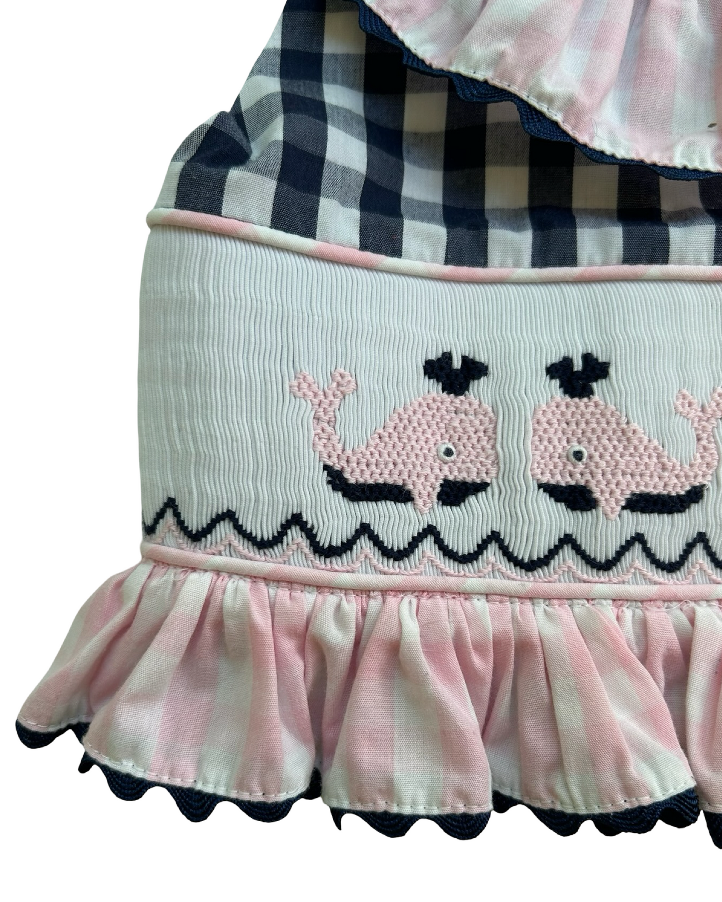 6T Toddlers Girls Shrimp & Grits Smocked And Gingham Pattern Swimsuit Two Pieces Set