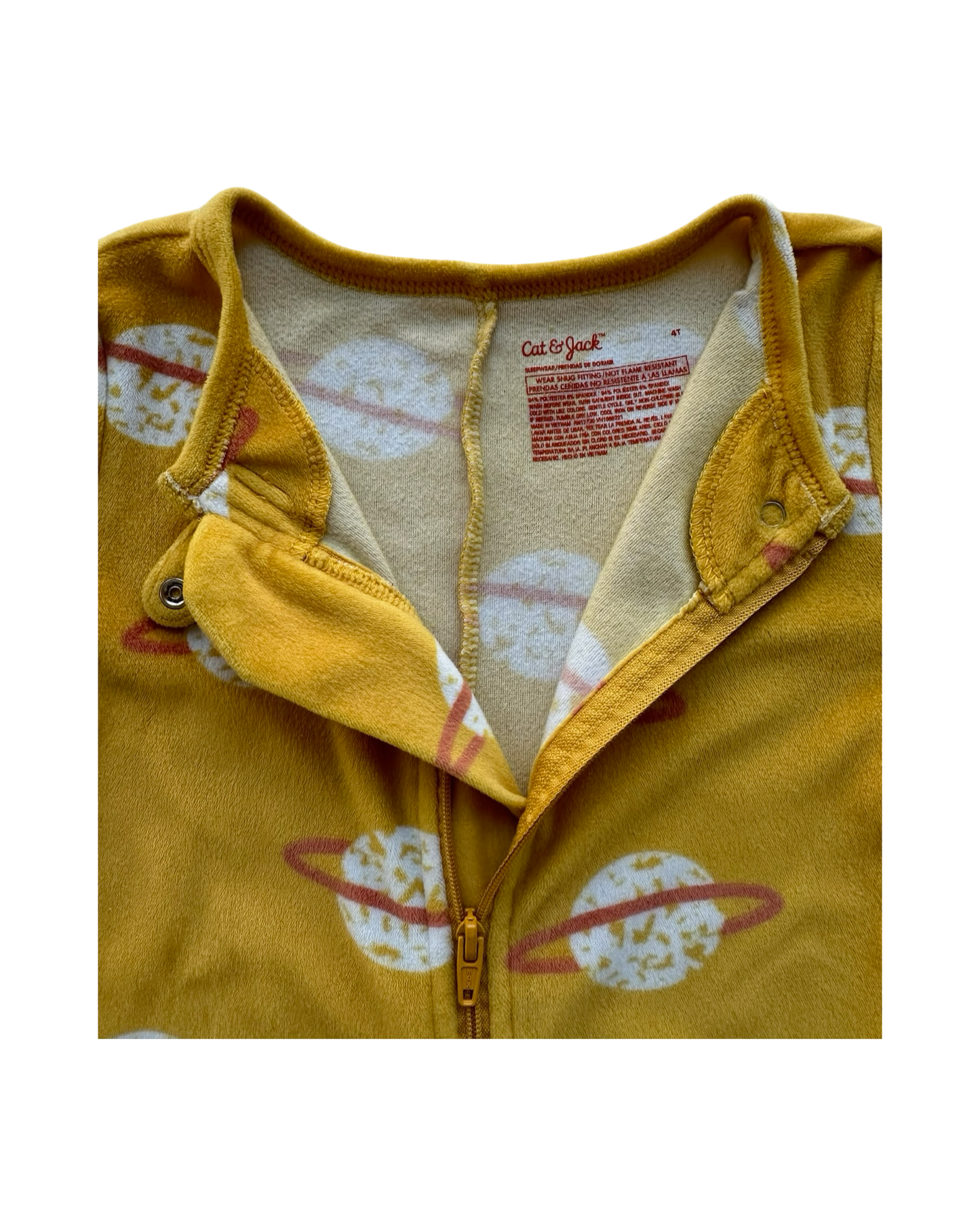 4T Toddler Boys / Girls  Cat & Jack Planet With Rings, Full-Length Zipper Down The Front Fleece Pajama