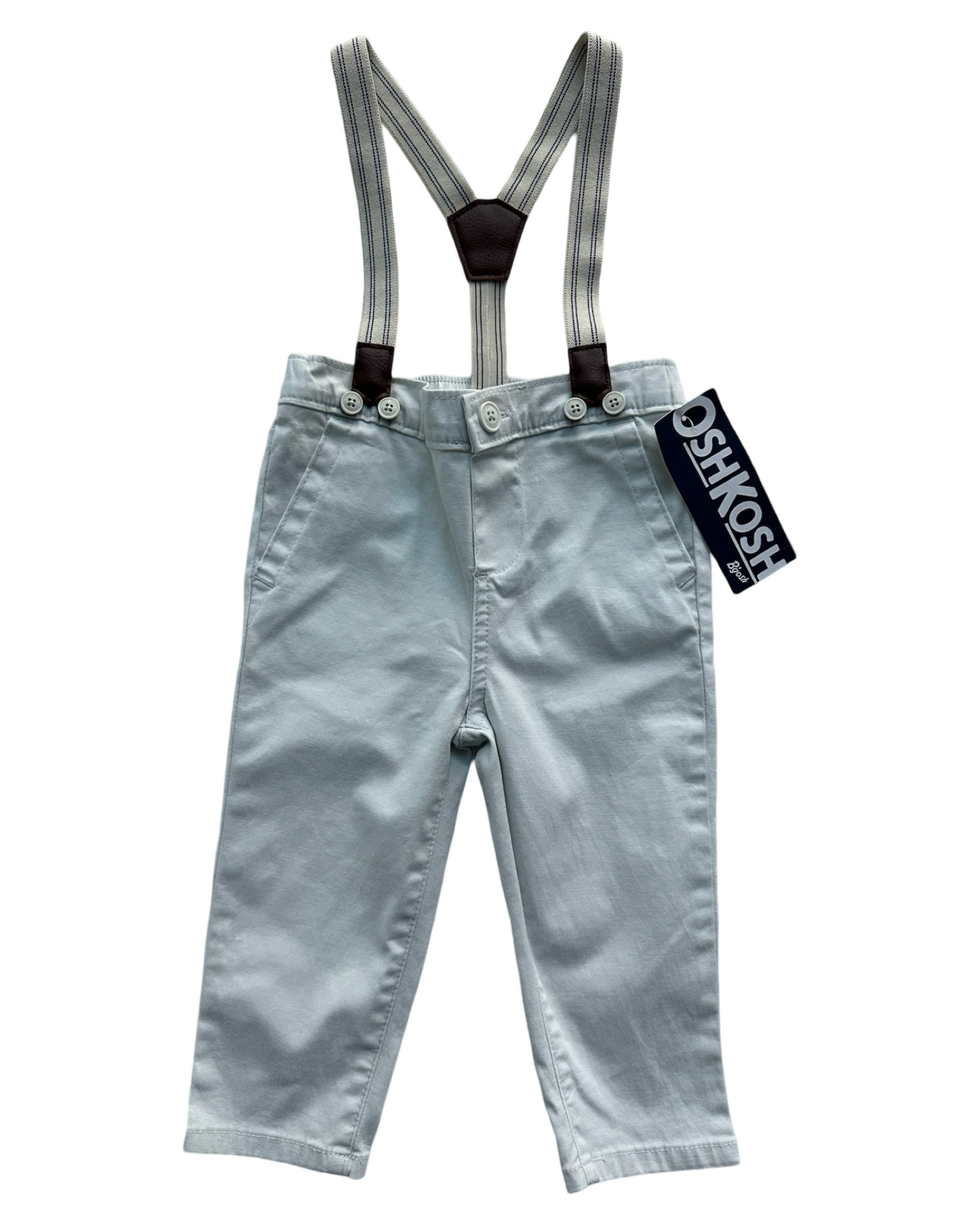 12M Baby Boy OshKosh B’gosh Beige Pants With Suspenders NWT.