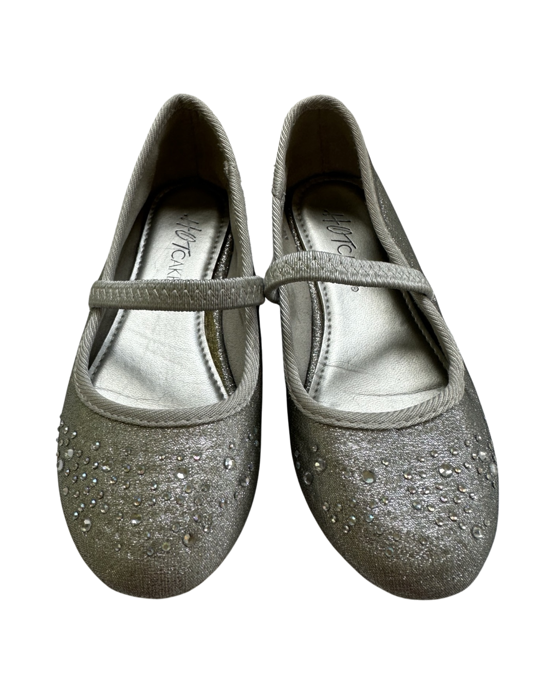 Little Girls Silver Sparkle Hotcakes flat Dress Shoes - Size 10C