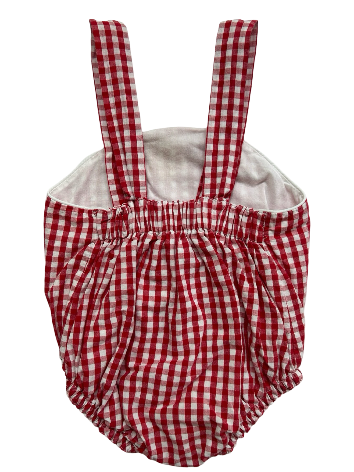6M Baby Girl’s / Boy’s (UNISEX) Kayce Hughes Red Gingham Bubble Romper.