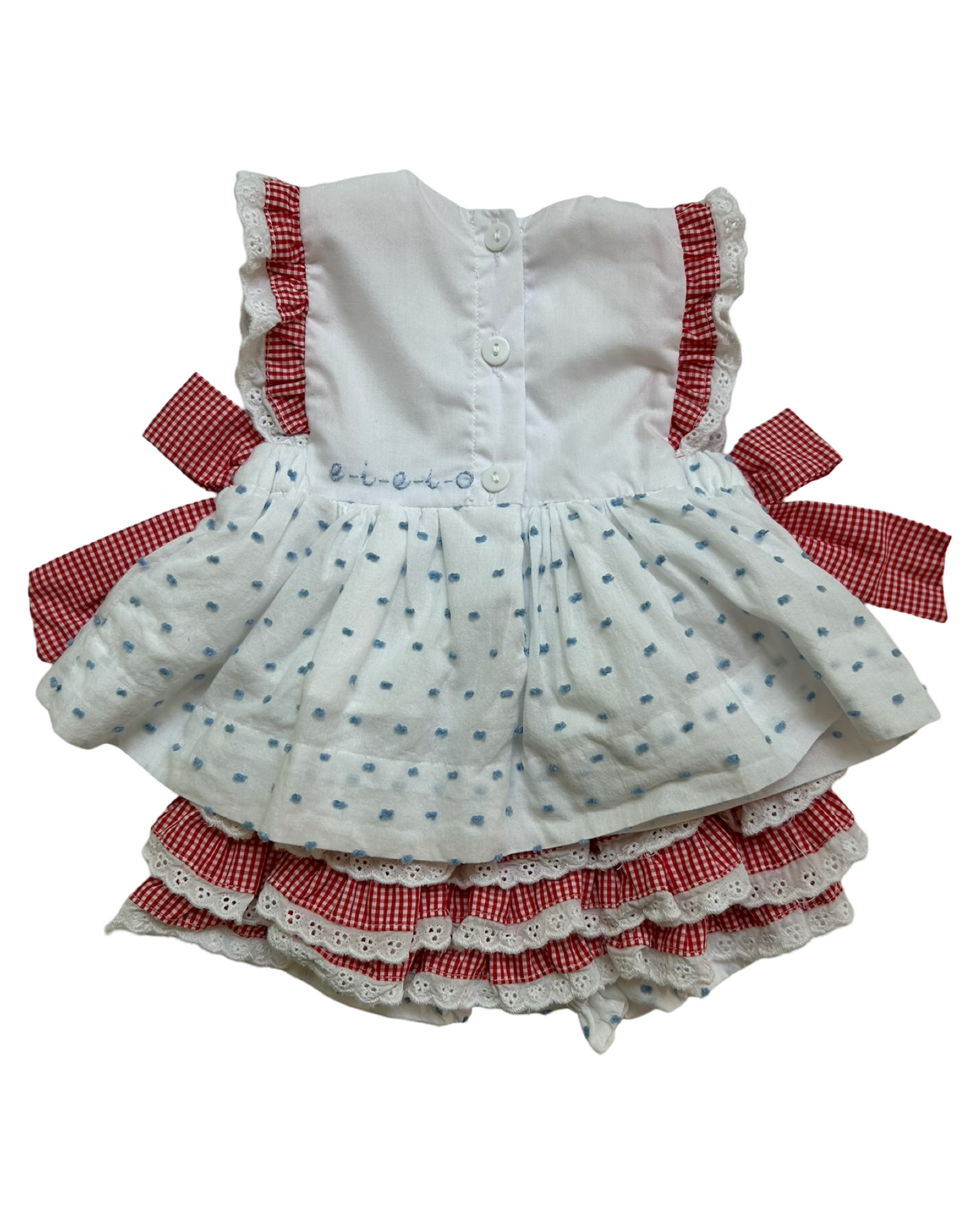 NB Baby Girls Sugar Dumplin Embroidered Farm With Diaper Cover Ruffle. 2 Pieces Set.