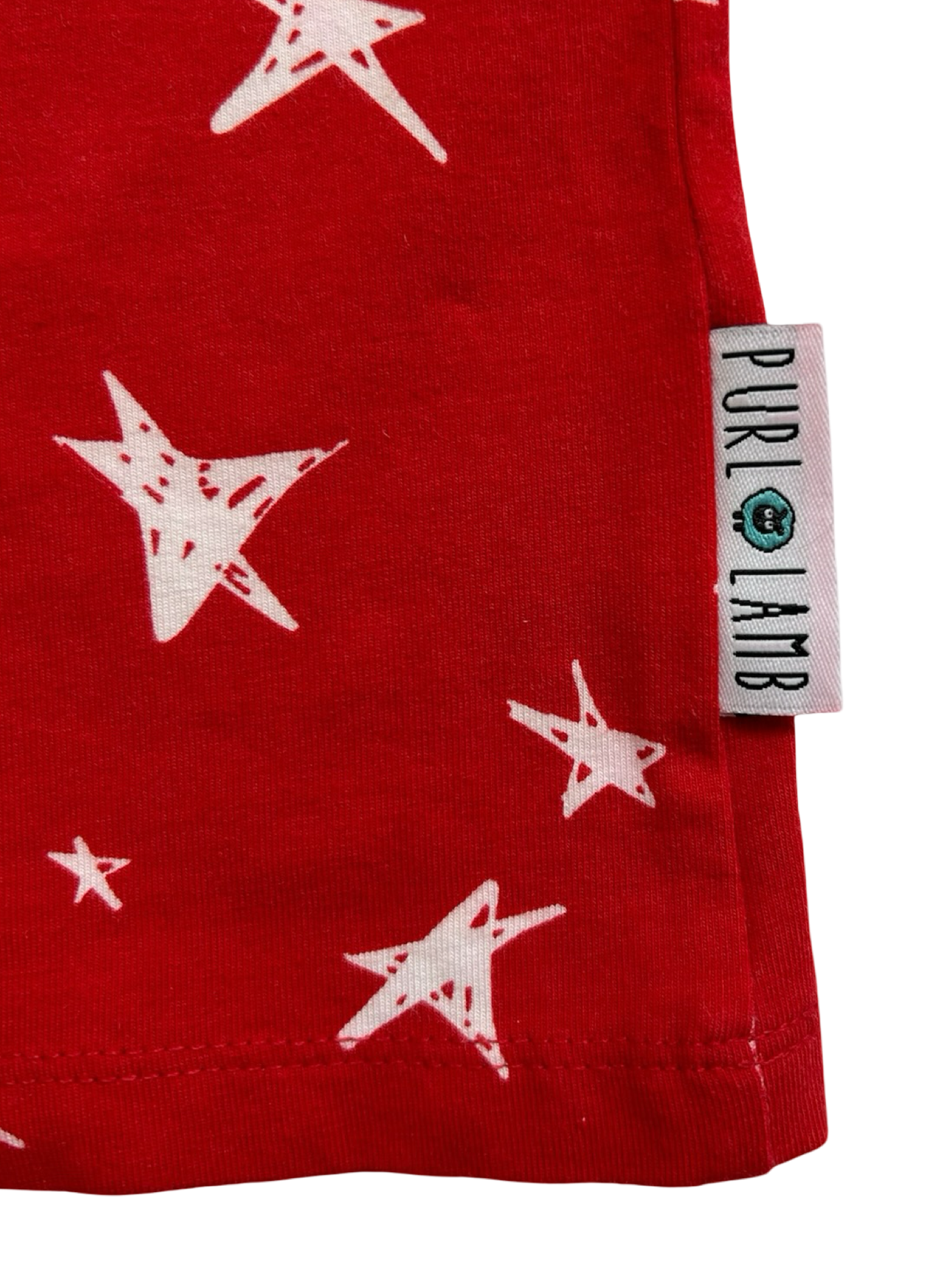 2T-3T Toddlers Girls Purl Lamb Red, Stars ⭐️ White Shirt Top And Short 2 Piece Set.