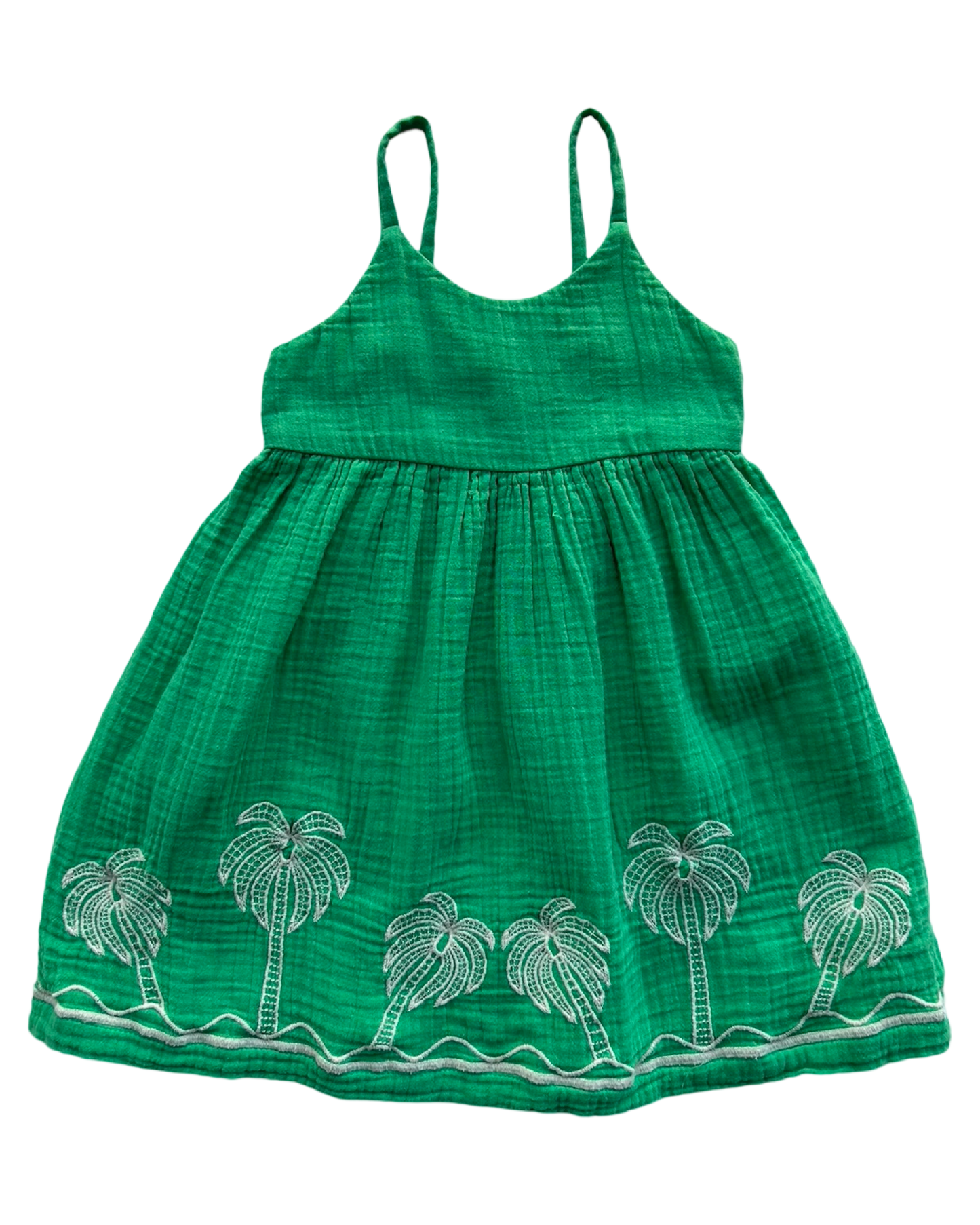 2T Toddler Girls Old Navy Spaghetti Straps Gauze White Palm Trees Dress.