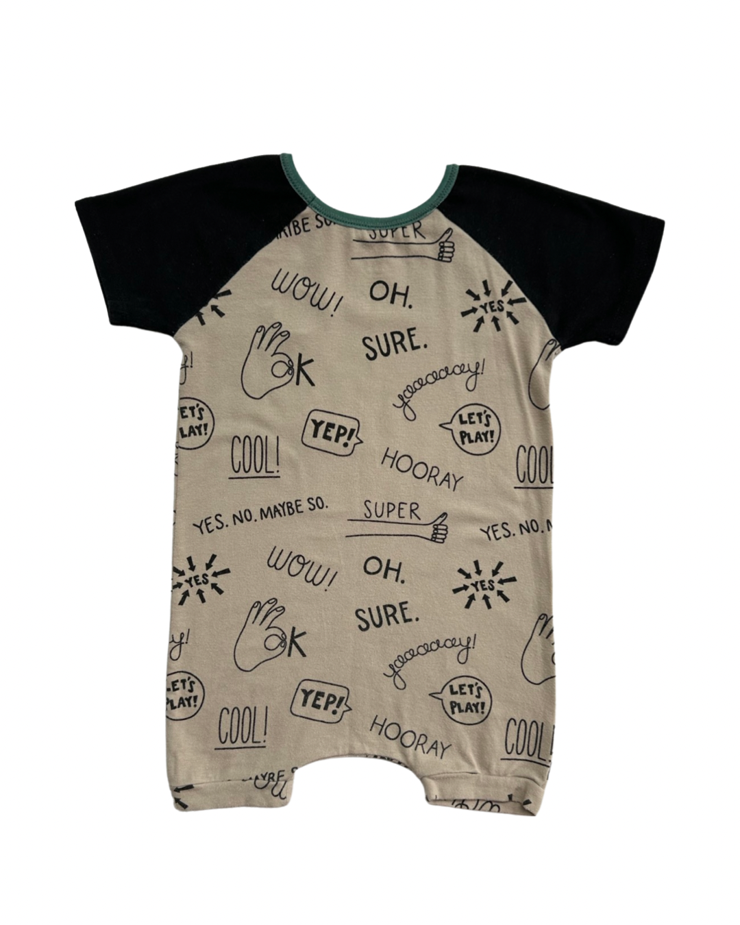 18-24M Baby Boy RAGS to Raches Positive Cool Yes Word Graffiti Shortie Romper