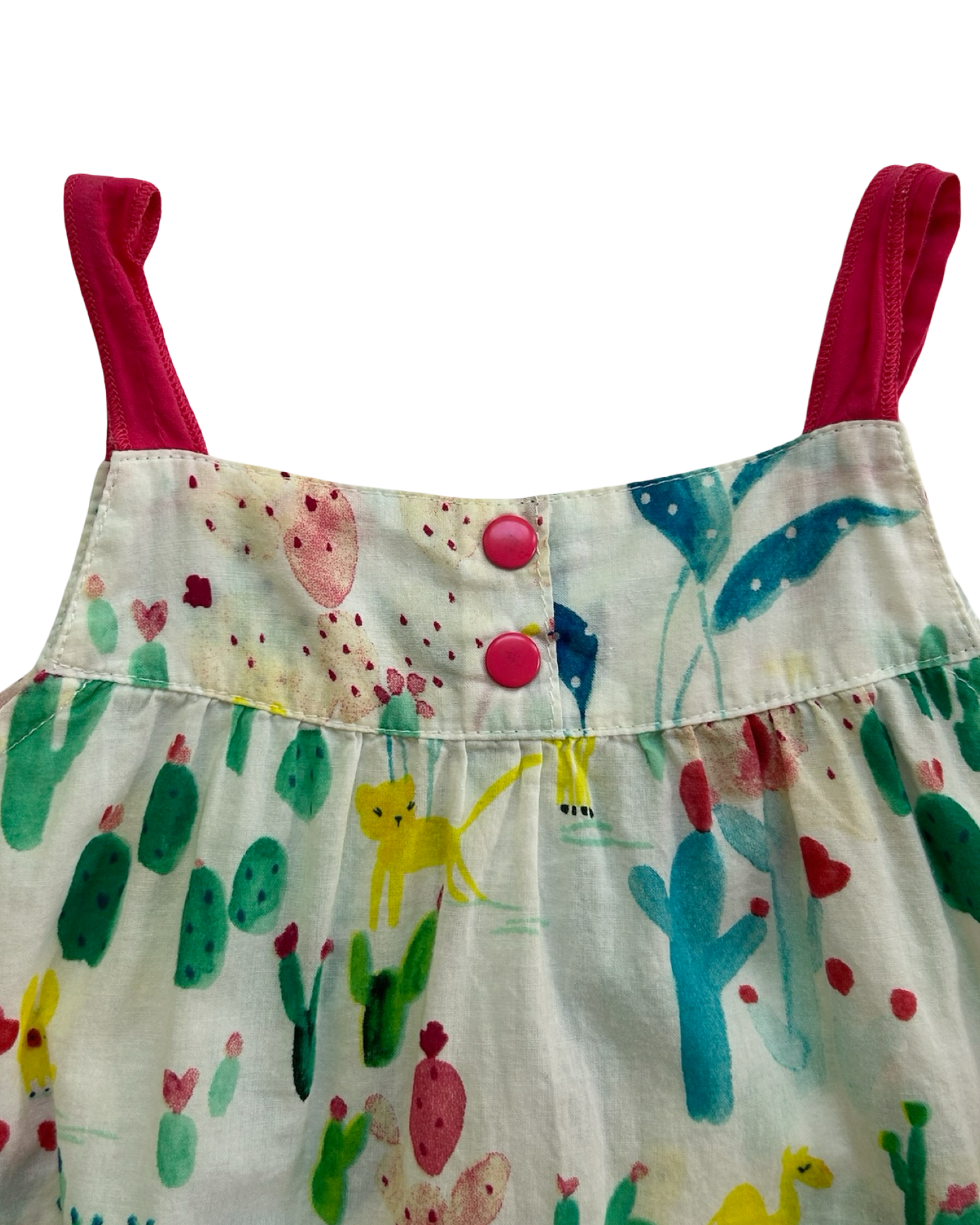 9M -12M Baby Girls Catimini Cactus 🌵 Motif Strap Dress.