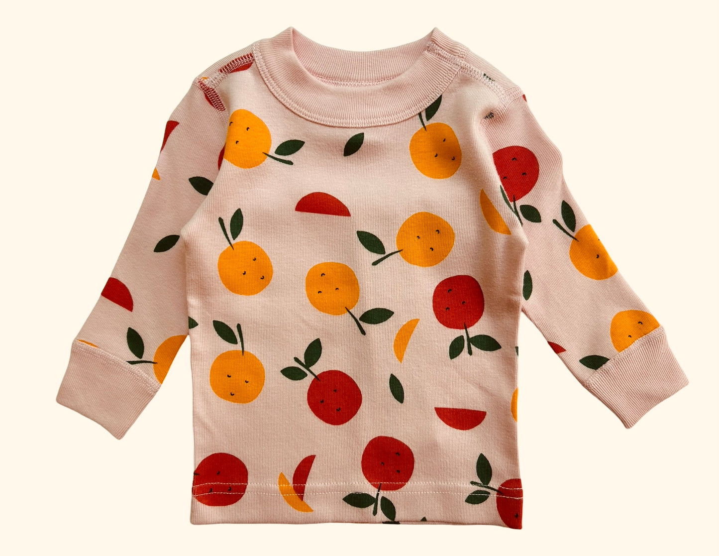 0M-3M Hanna Andersson Baby Girls Citrus Print Long Sleeve Pajamas 2 Pieces Set. NWT