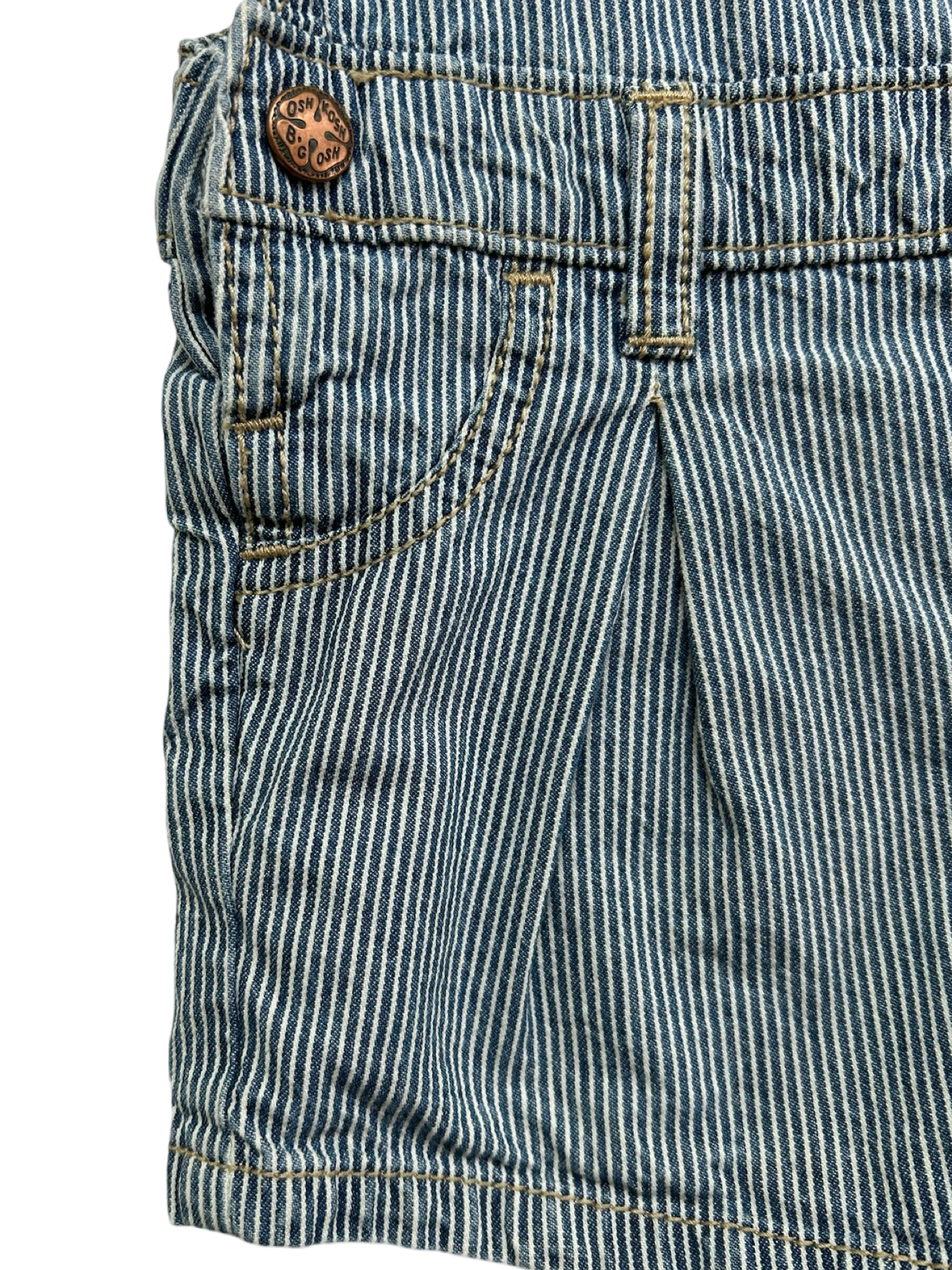 18M Baby Boys OshKosh B’Gosh Striped / Dots Jean Overall Short Carpenter Romper.