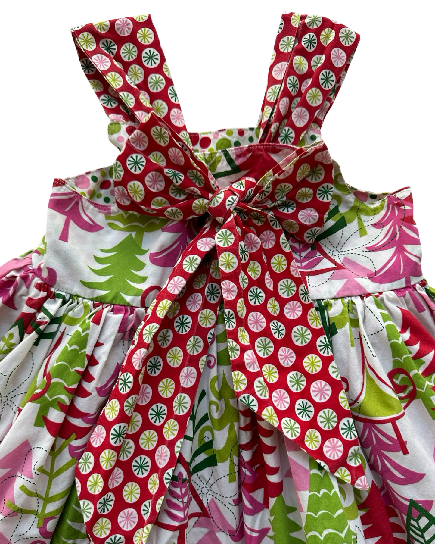 5T Toddler Girl Jelly The Pug Christmas Tree Sassy Ruffle A-Line Dress