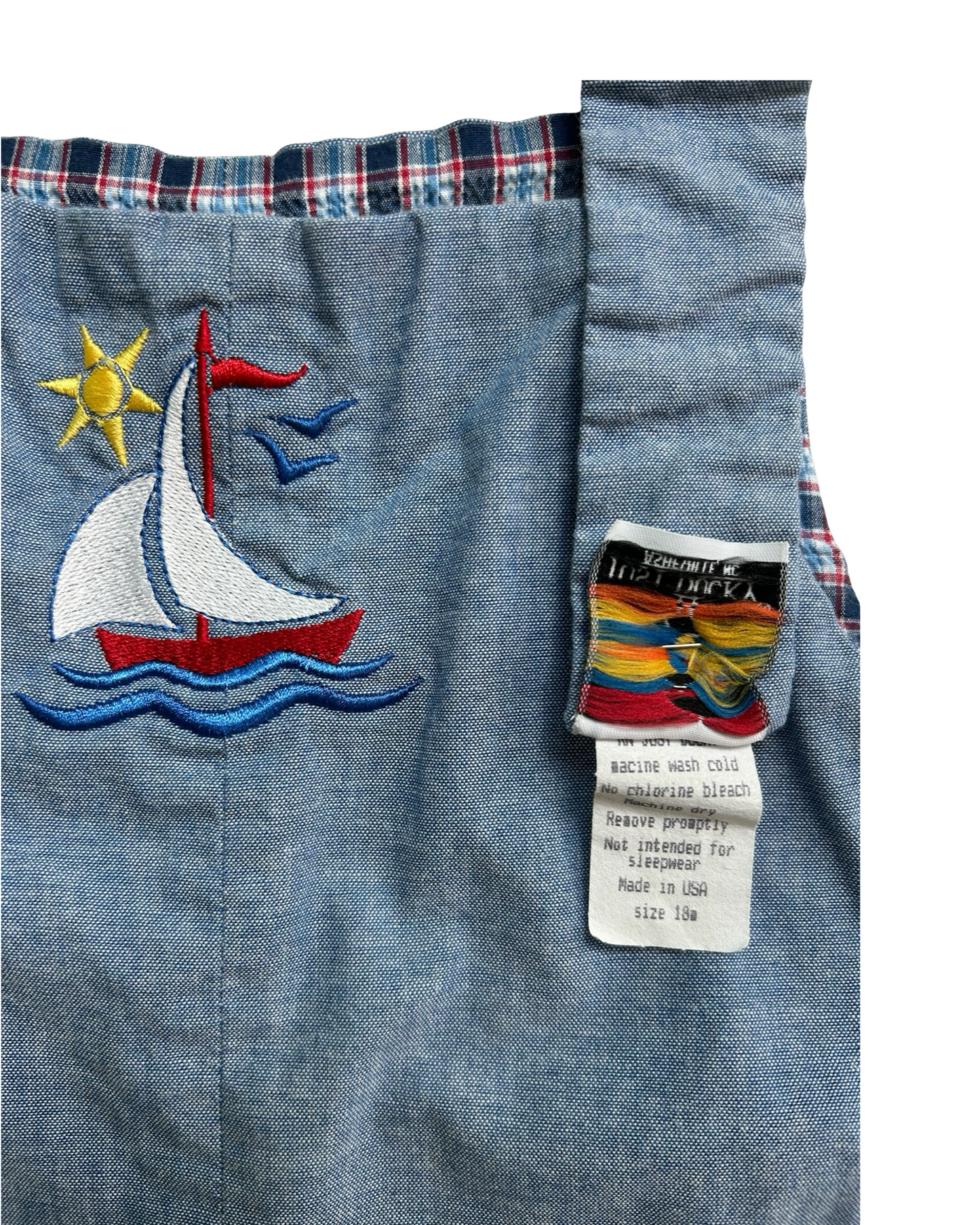 18M Baby Boys Just Ducky Reversible Sailboat Embroidered Overalls