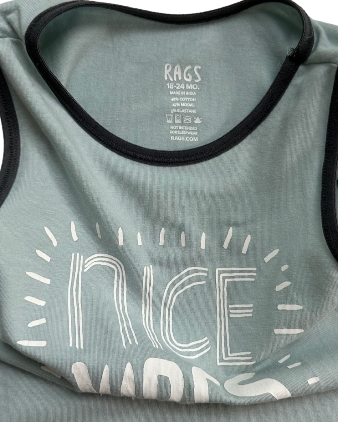 18-24M Baby Boy RAGS to Raches Nice Vibes Tank Shortie Romper