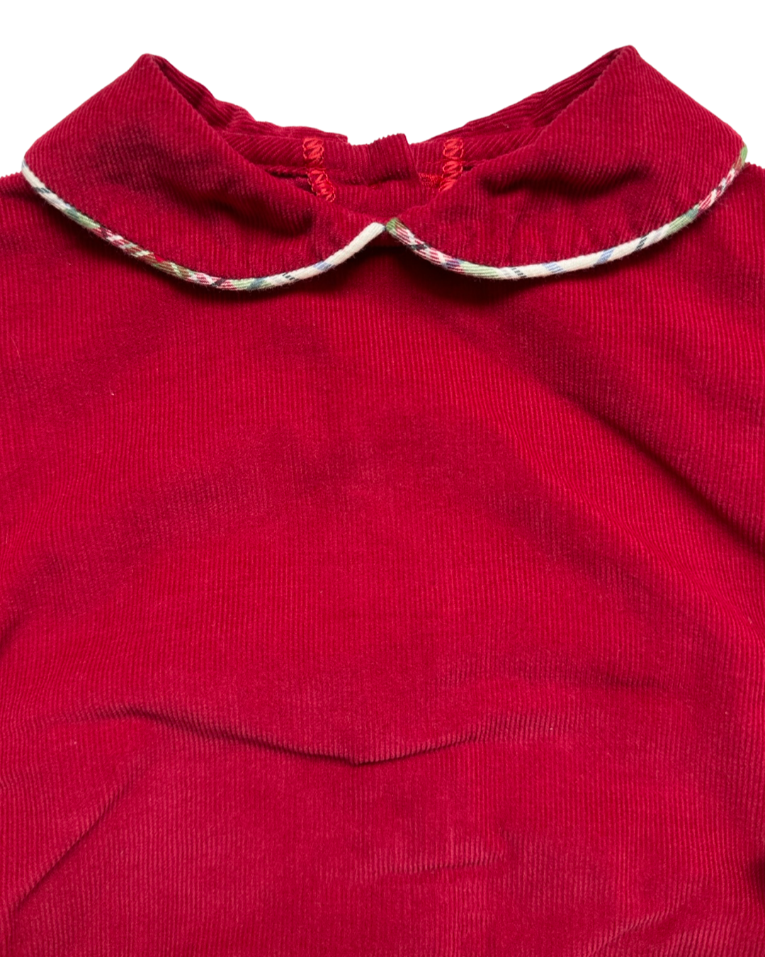 12M Baby Girl Red Corduroy Bella Bliss Holiday / Christmas Bubble with Plaid Bows