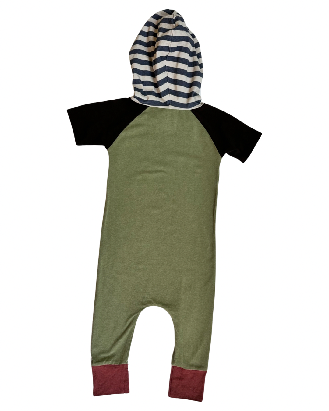 18-24M Baby Boy RAGS to Raches Sage Green Hooded Short Sleeve Romper