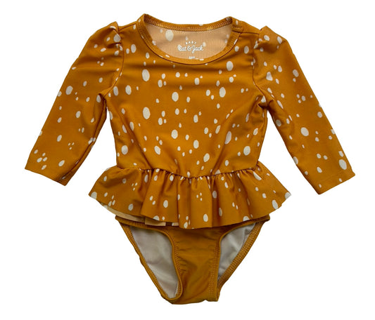 3M-6M Baby Girls Cat & Jack Long Sleeve Ruffle Swimsuit Set 2 Pieces.