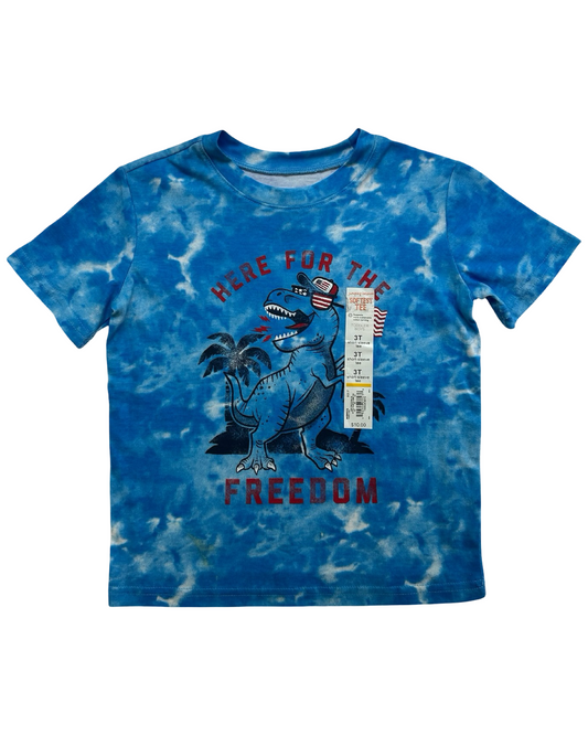 3T Toddlers Boys Jumping Beans Patriotic 4Th Of July Dinosaur 🦖 Graphic Tee Short Sleeve Shirt NWT.