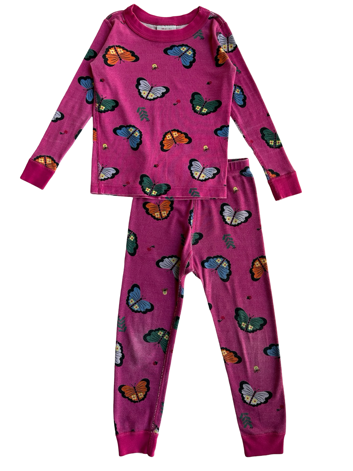 4T Toddler Girls Hanna Andersson Dancing Butterflies 🦋 🦋🦋 Long John Organic Cotton Pjs 2 Pieces Set