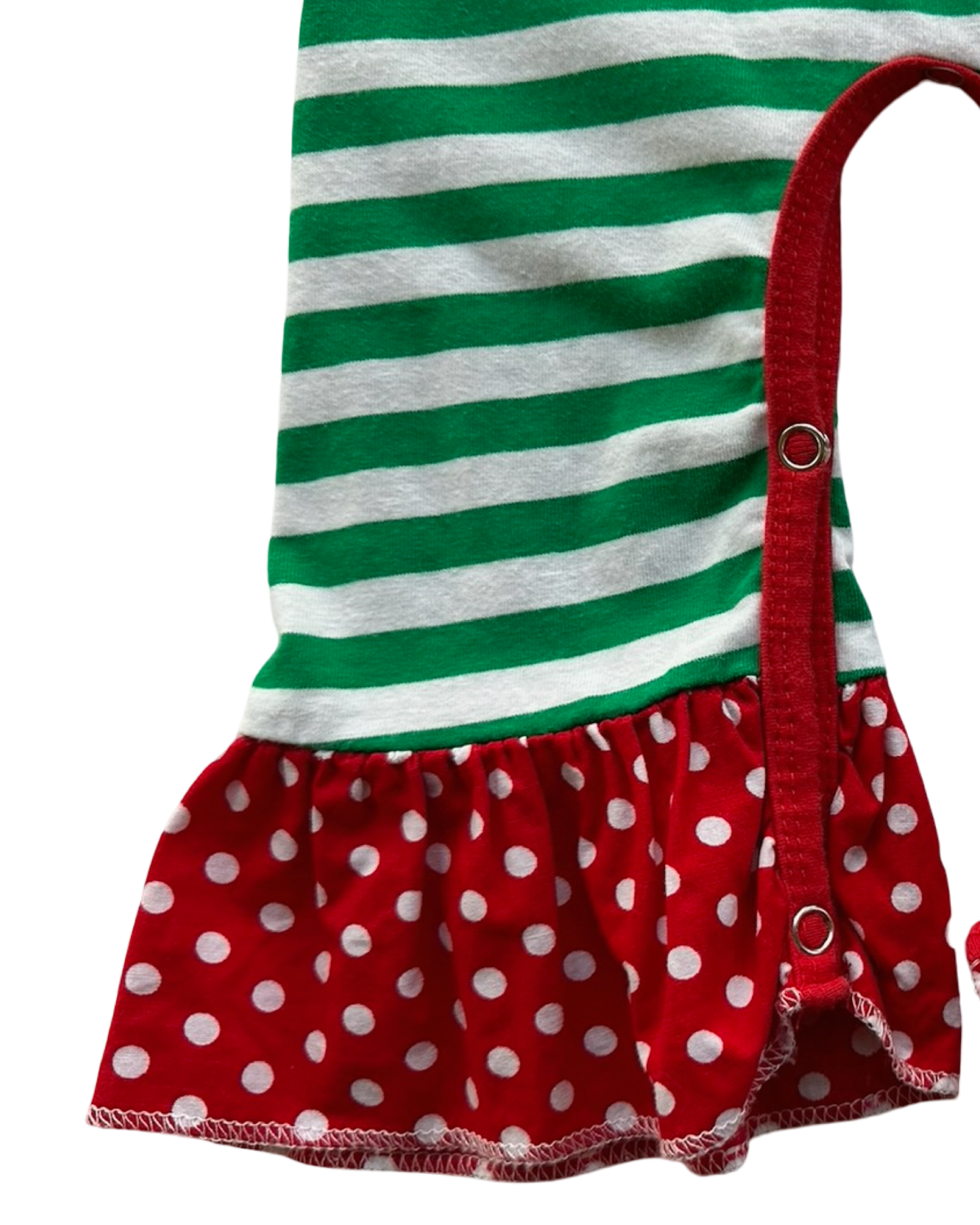 NB - 0-3M Baby Girl Christmas Striped And Polka Dots Romper