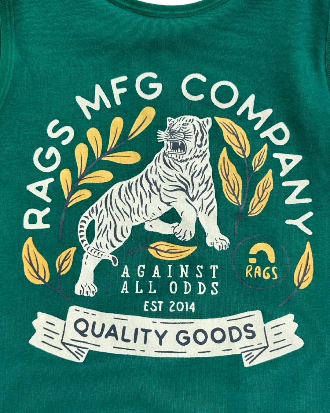 2T Toddler Boy RAGS to Raches Green RAGs MFG Company Tank Romper with Tiger
