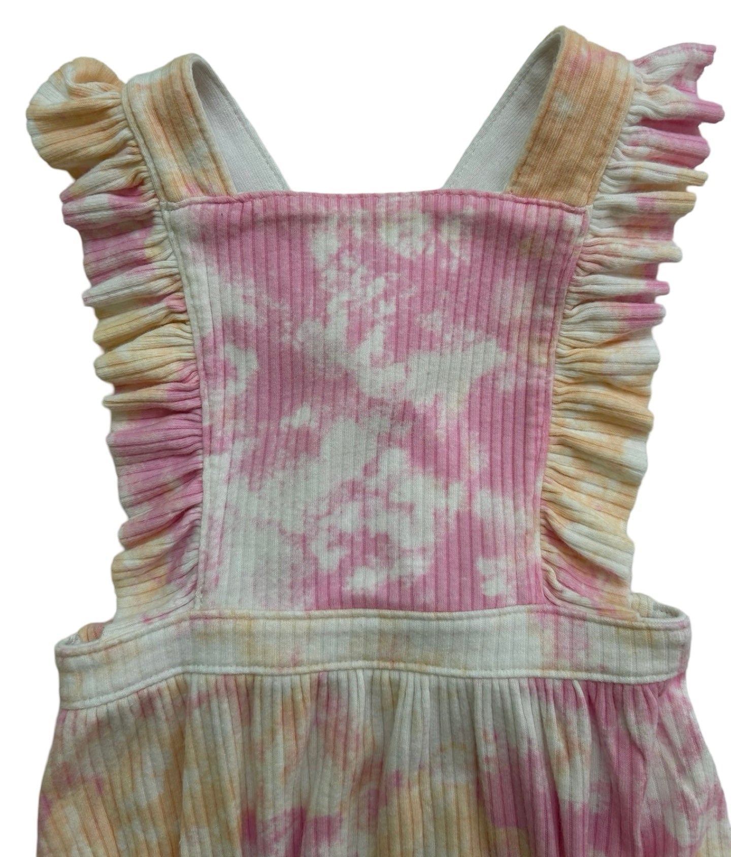 3M-6M Baby Girl’s Cat & Jack Ruffle Pink / Orange Tye Die Bubble Romper.