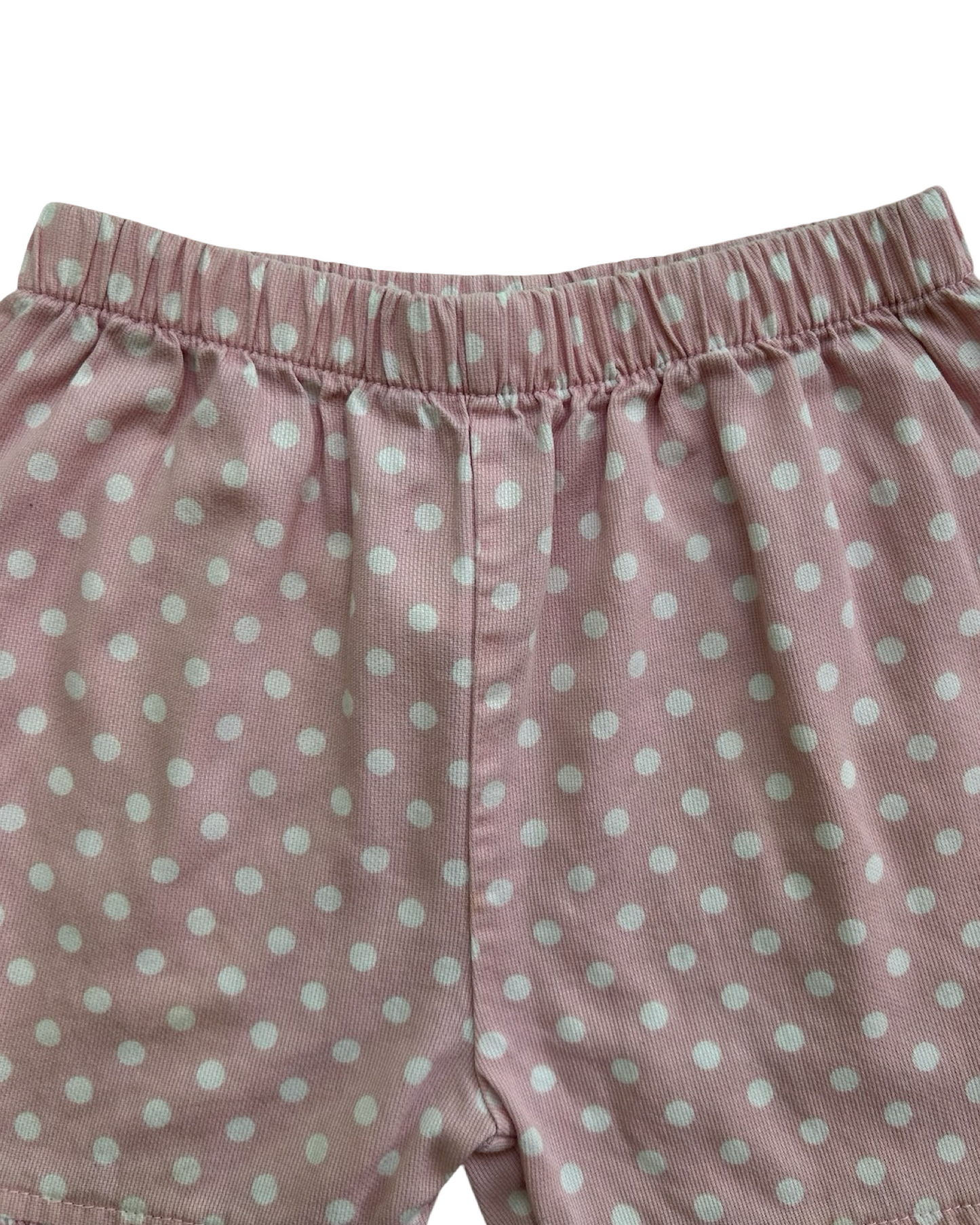 4T Toddlers Girls Boutique Pink Knit Polka Dot Short With Ruffle.