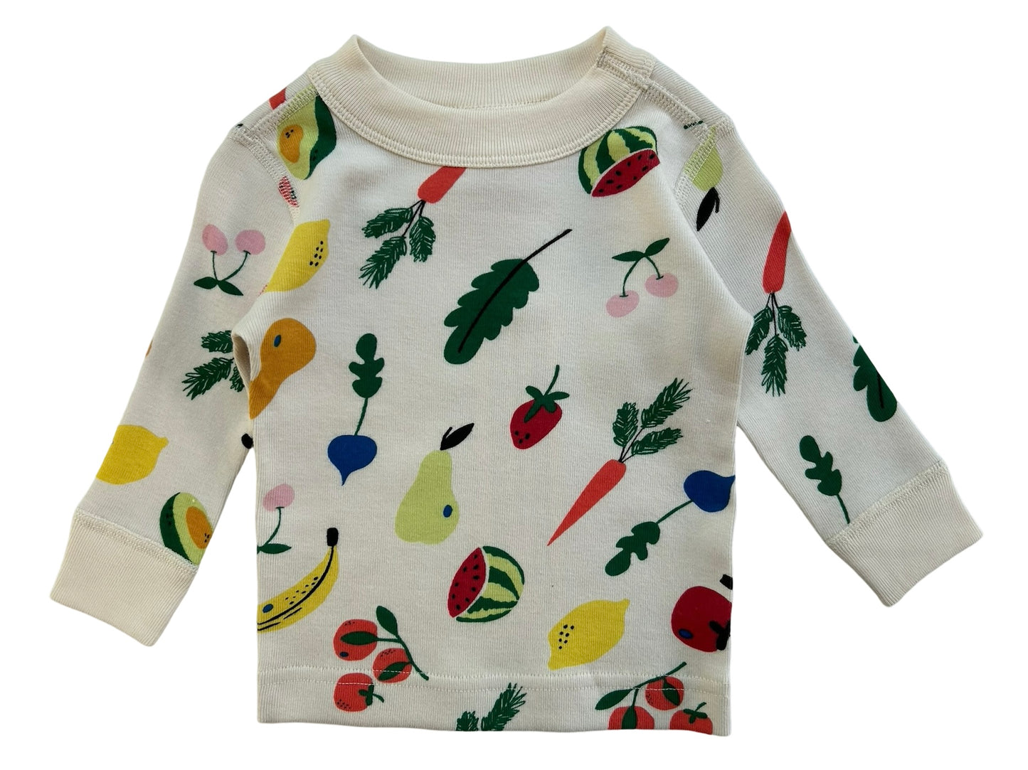 0M-3M Hanna Andersson Baby Girls Fruits / Veggies Print Long Sleeve Pajamas 2 Pieces Set. NWT