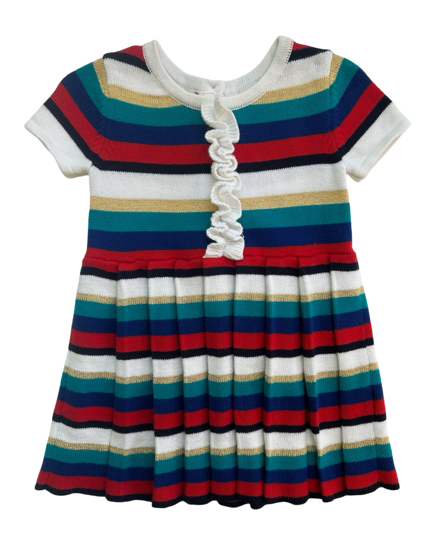 12M -18M Baby Girls Janie & Jack Striped Short Sleeve Dress.