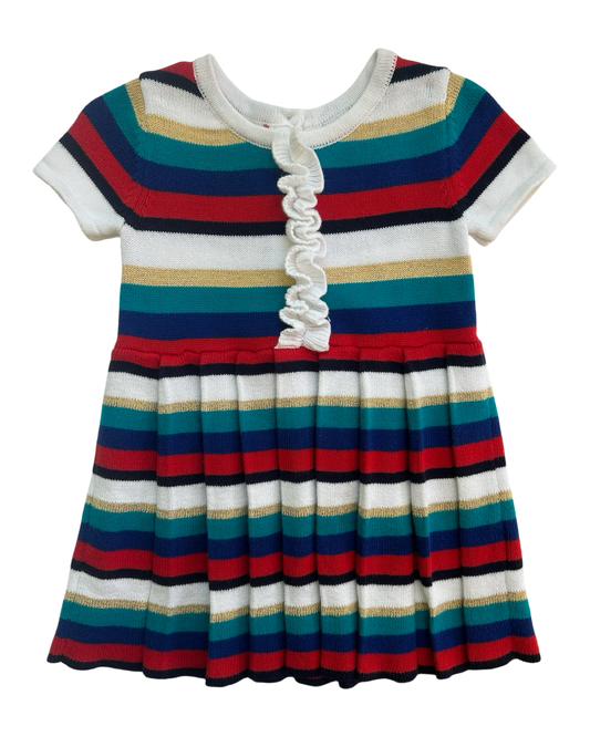 12M -18M Baby Girls Janie & Jack Striped Short Sleeve Dress.