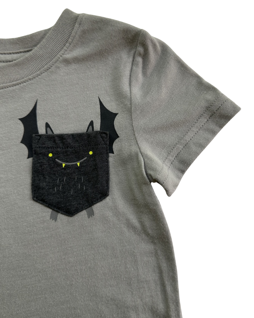 18M Baby Boy Gray Cat & Jack Bat Pocket T-Shirt Top
