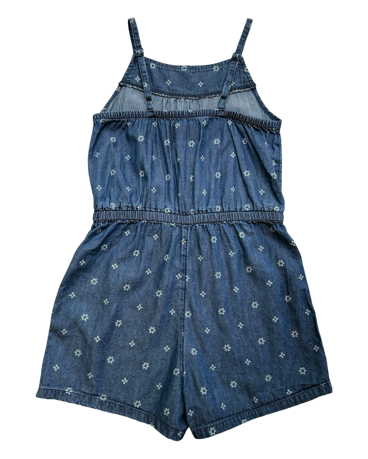 6T-7T  Toddlers Girls Old Navy Printed Sleeveless Chambray Romper.