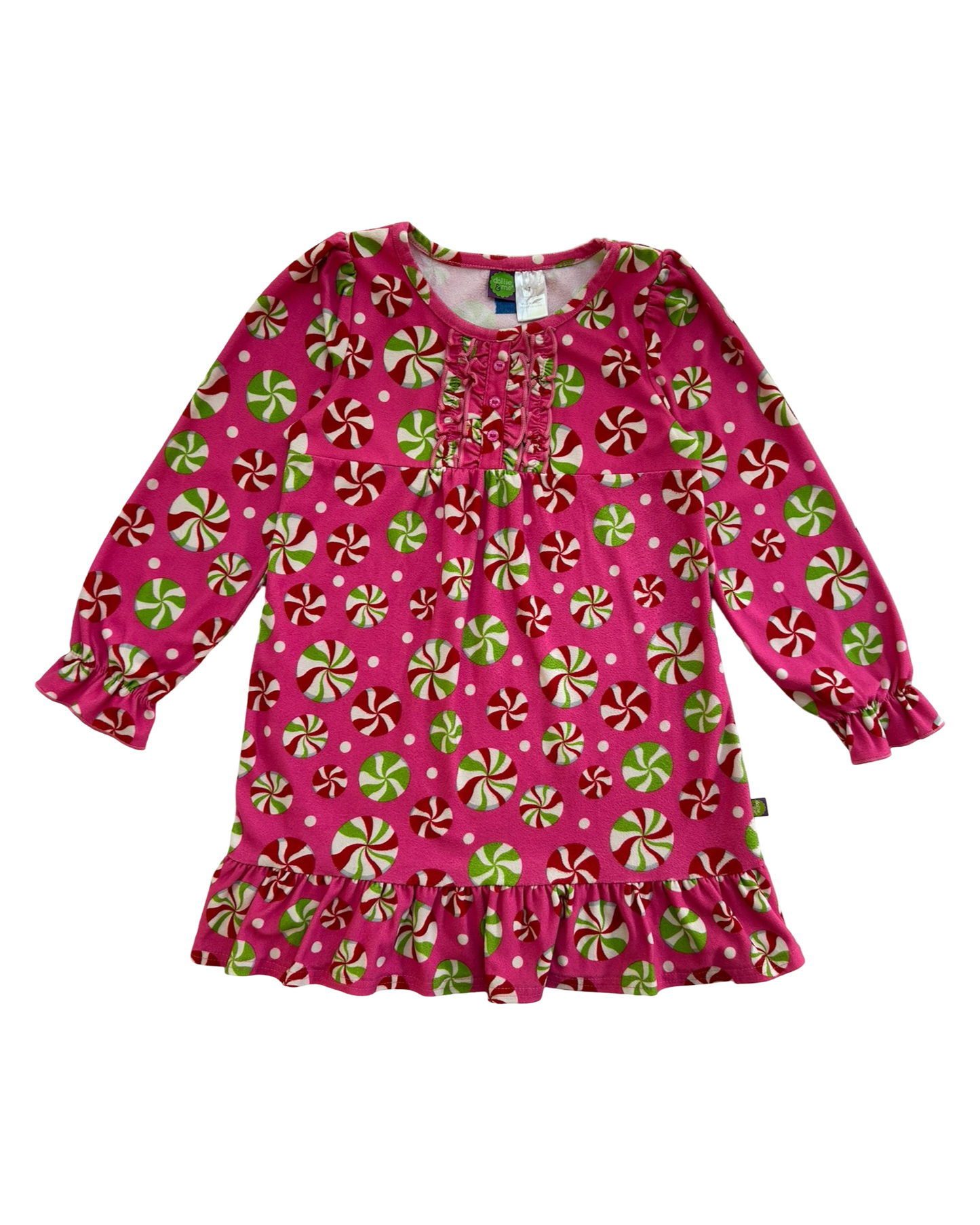 7T Toddler Girls Dollie & Me Candy Fleece 🍭 Nightgown Pajama Long Sleeve Dress