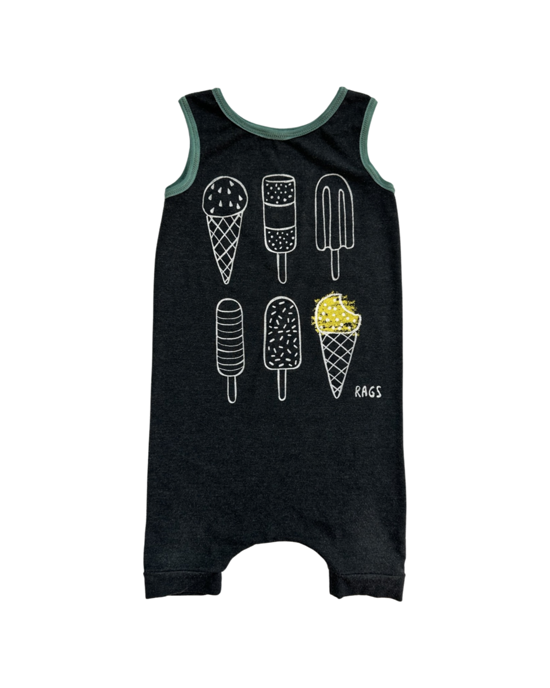 18-24M Baby Boy RAGS to Raches Dark Gray Ice Cream / Popsicle Tank Shortie Romper