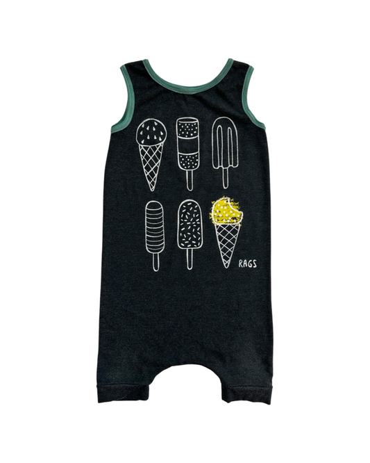18-24M Baby Boy RAGS to Raches Dark Gray Ice Cream / Popsicle Tank Shortie Romper