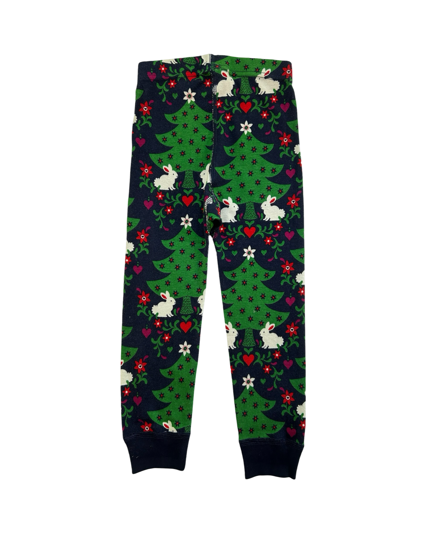 3T Hanna Andersson Toddler Girls Long Sleeve Christmas Tree Bunny Pajamas 2 Pieces Set, NWT