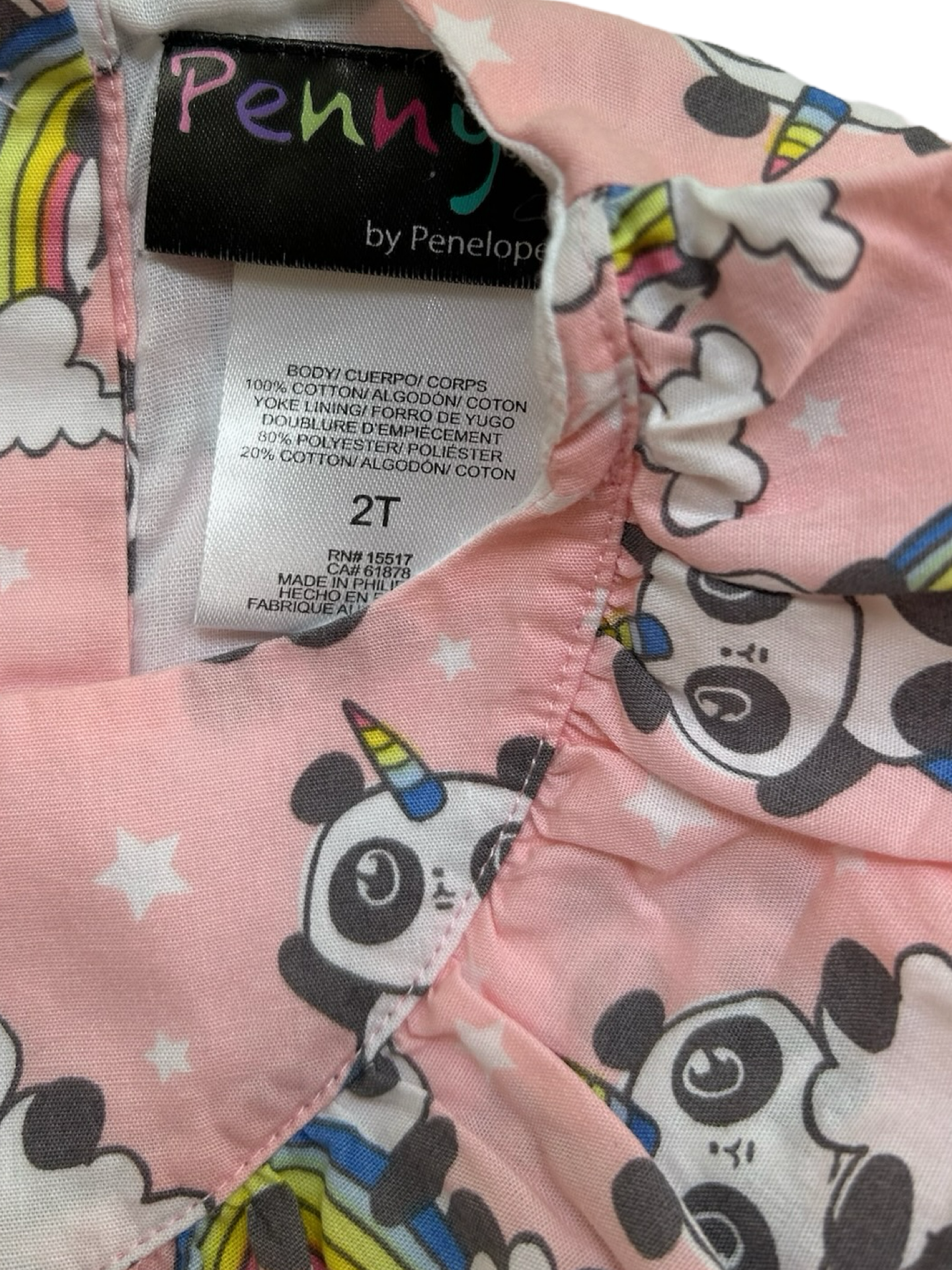 2T Toddler Girls Penny M Sleeveless Panda / Rainbow Dress.