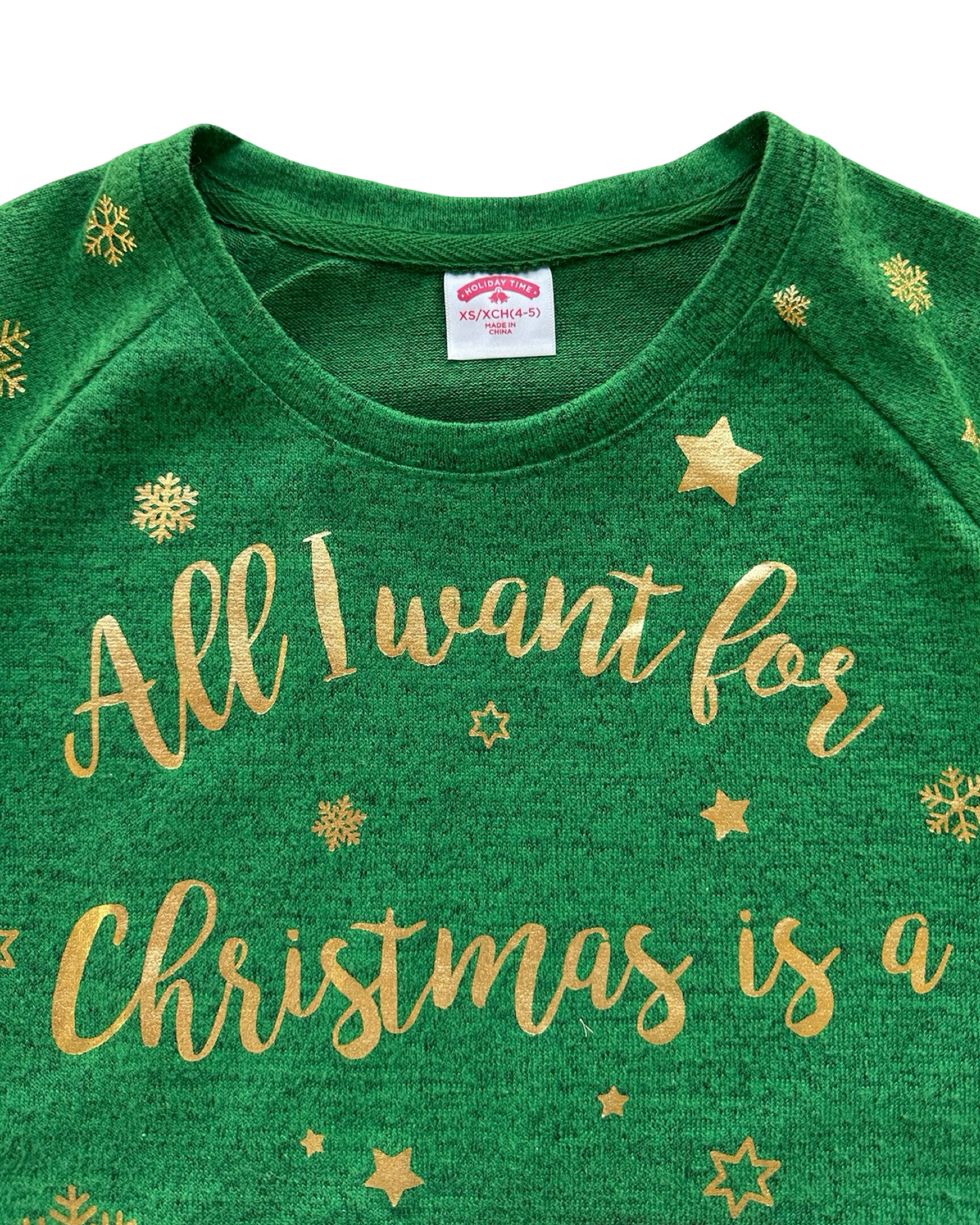 XS 4T-5T Toddler Girl Holiday Time Sequin Pocket Christmas Sweatshirt Knit Top
